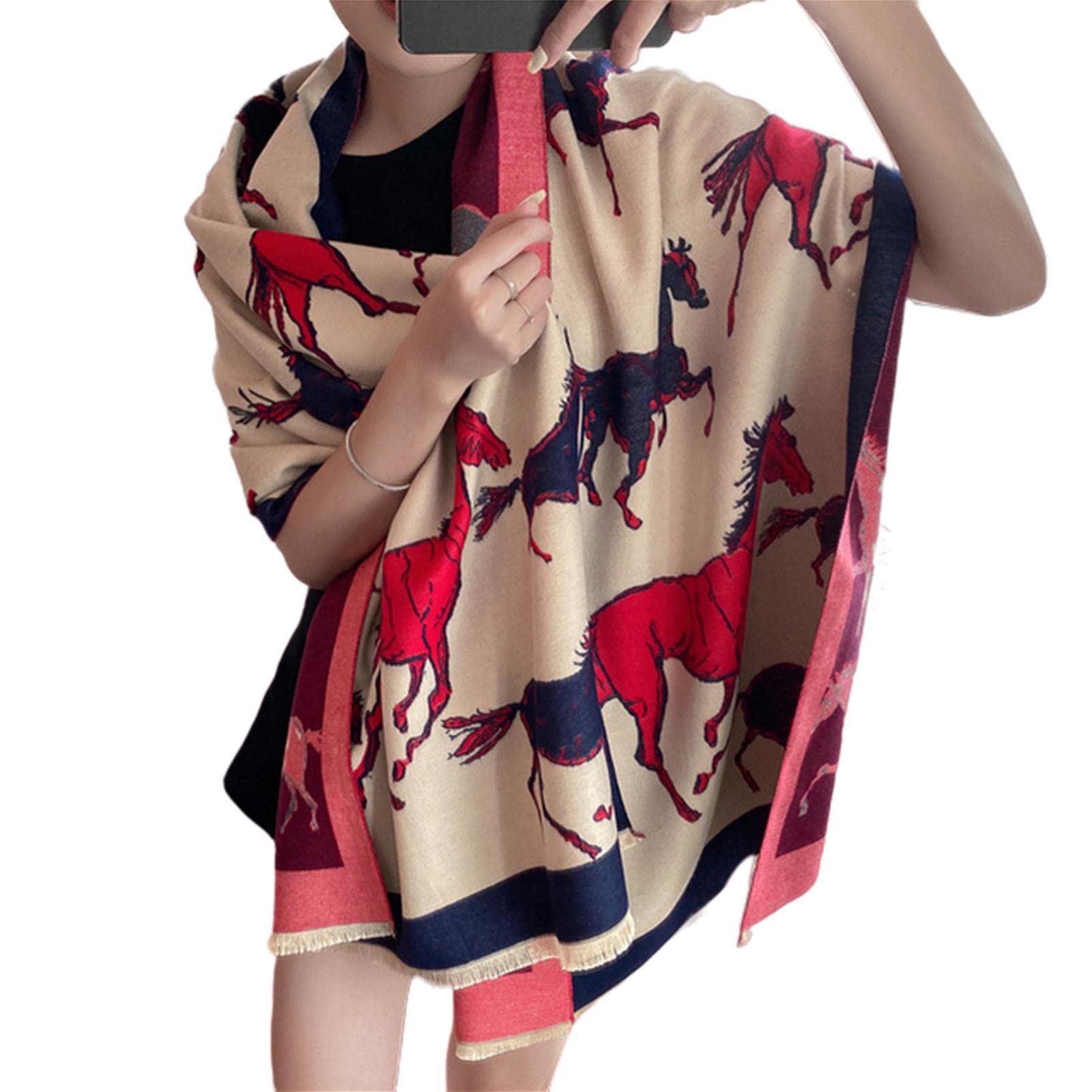 URYYRIT Foulard Écharpe Cachemire Chaude Dames Imprimer Un Châle De Couverture Hivernale Épaisse Et Envelopper Pashmina 180 * 65 Cm Femmes-Wyt154-5