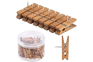 50 PCS Wooden Push Pin with Clips