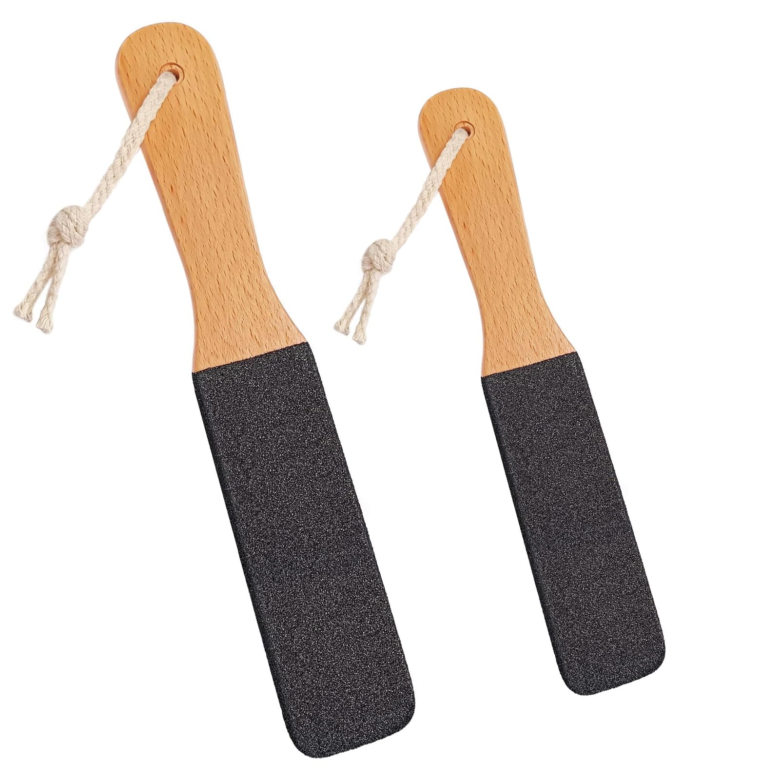 Pumice Stone for Feet, 2 Pcs Foot Scraper, Double Sided Foot Pumice with Wooden Handle, Universal Foot Scrubber Hard Skin for Hard Dead Skin Callus Remove in Shower (Black)-image-4