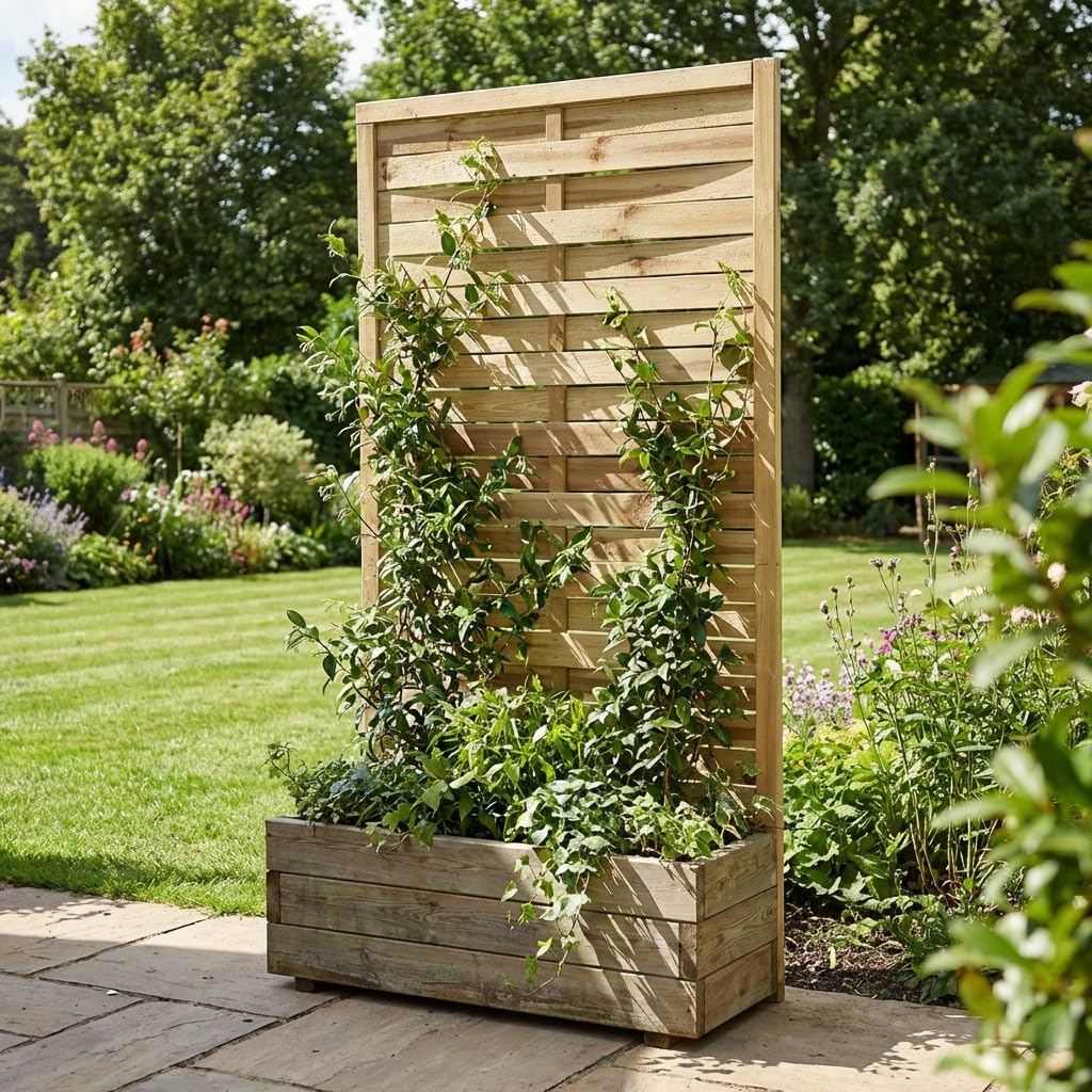Suinga Panel Decorativo de Madera Recto 90 x 180 cm | Celosia para Jardin, Terraza y Ocultacion Exterior | Paneles Decorativos de Diseño