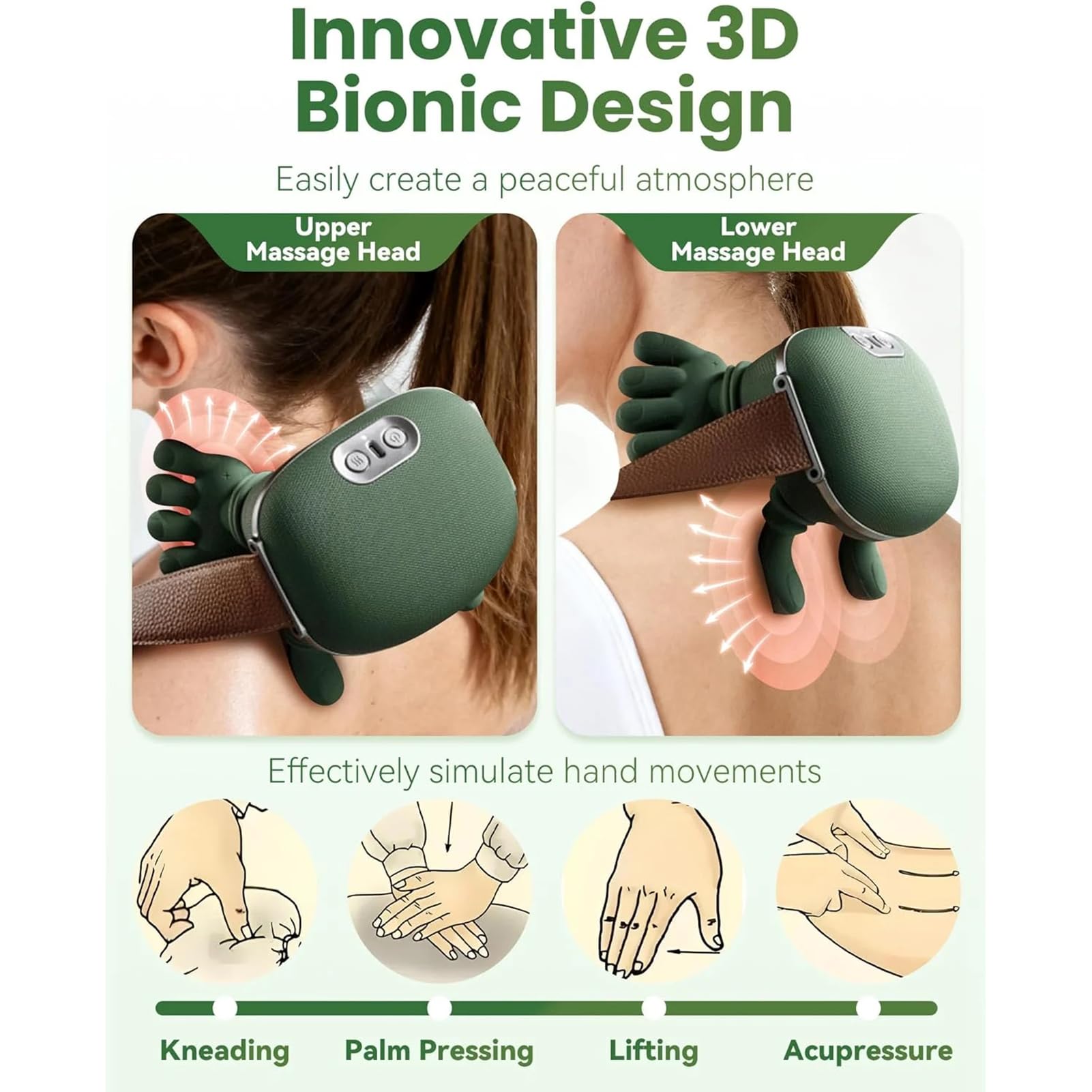 Massaggiatore schiena e cervicale, cuscino rilassante cervicale, 4D massaggiatore shiatsu per schiena e collo, cuscino massaggiante elettrico, regolazione a 3 velocità con calore