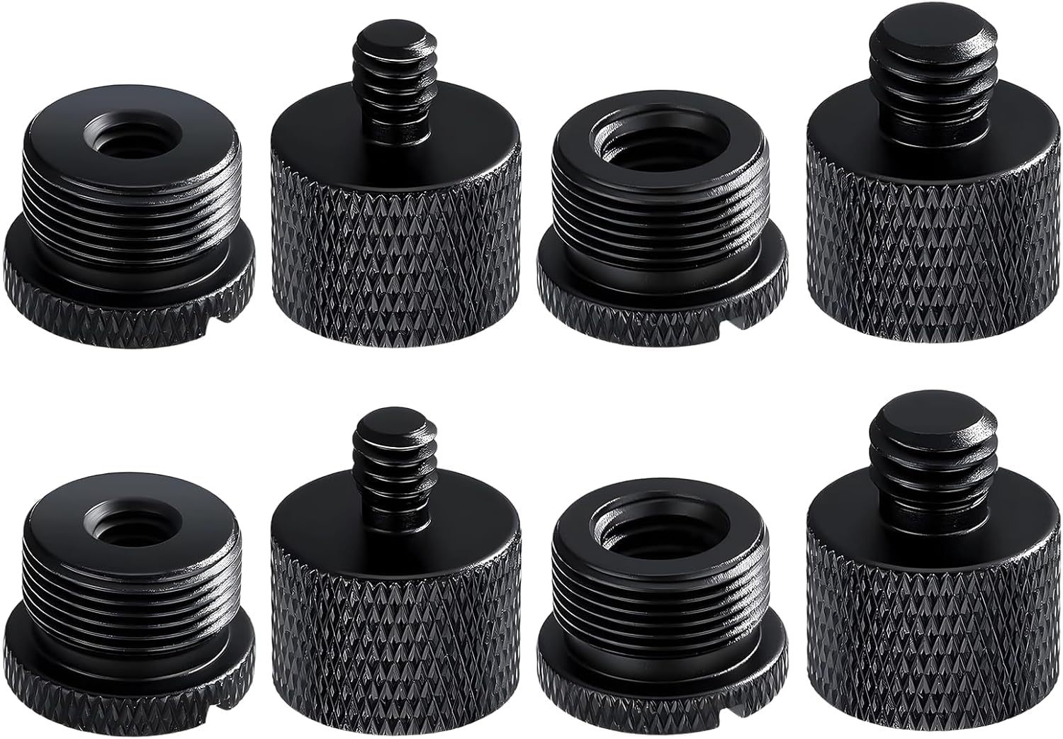 マイクスタンドアダプター カメラネジ変換アダプター 変換 1/4"オス-5/8"メスと3/8"オス-5/8"メス（8個入り）アルミニウム合金 マイクアームスタンド、カメラ三脚に最適 (8)