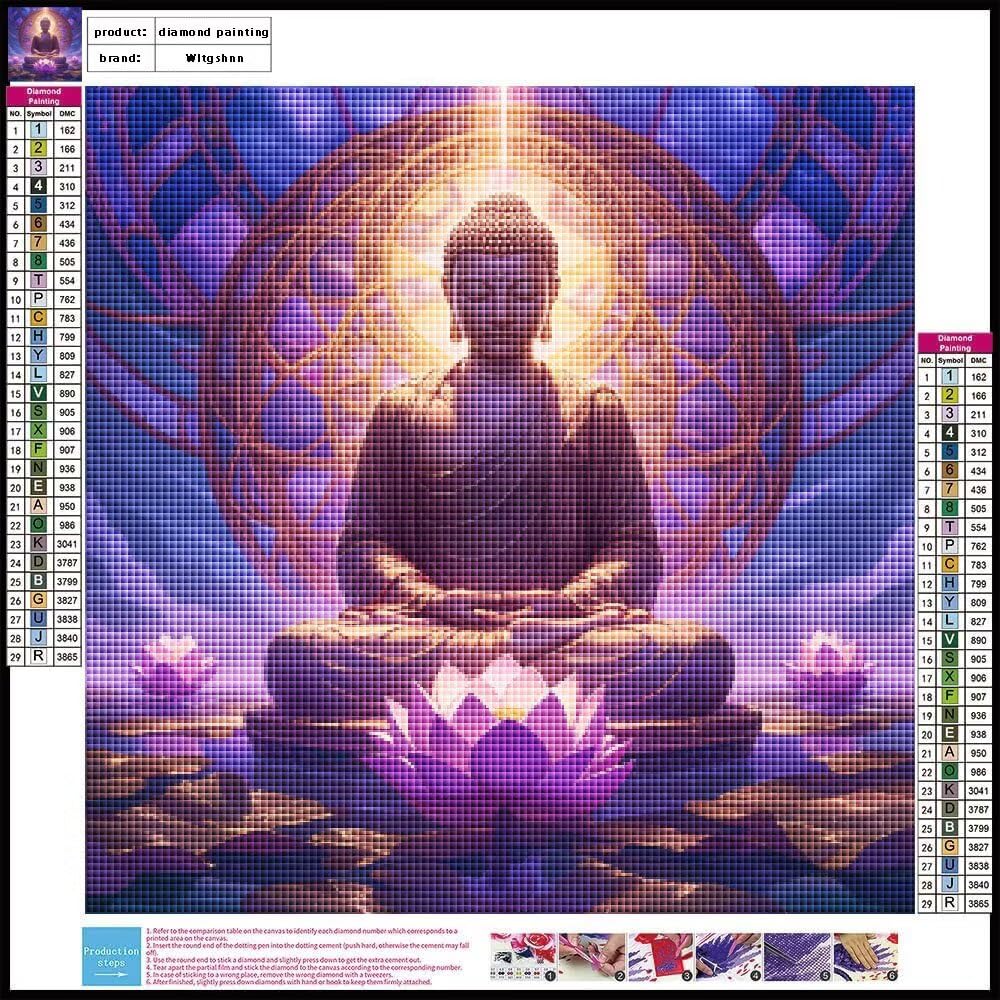 Diamentowe rzeźby malarskie, diamentowe malowanie dla dorosłych Lotus, DIY ścieg krzyżykowy diament dla dzieci i początkujących, pełny wiertło diamentowe malowanie do dekoracji domu 90x90cm 5-132
