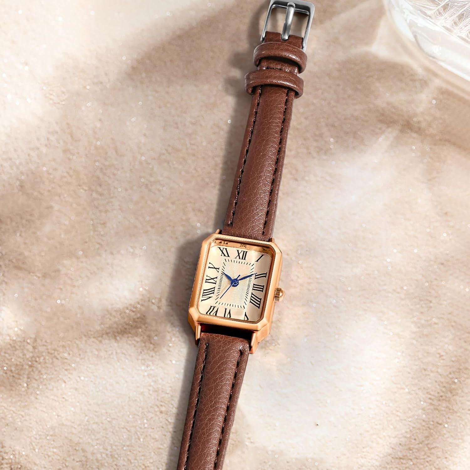 BESTKANG Leather Strap Watches for Women Elegant Dainty Ladies Watch Vintage Rectangle Women Quartz Wrist Watch - Image 5