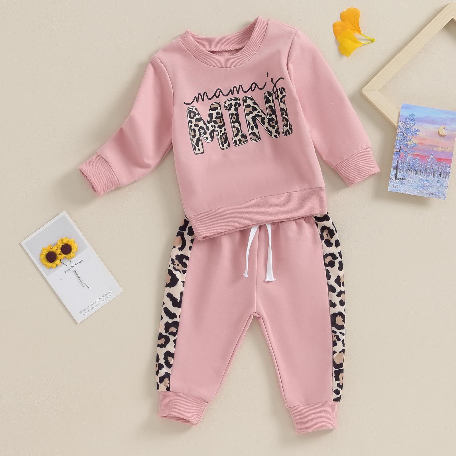 Carolilly Ensemble Vêtement Bébé Fille Enfant Sweat-Shirt Pull Manches Longues + Pantalon Jogging Tenue de Printemps Automne Hiver