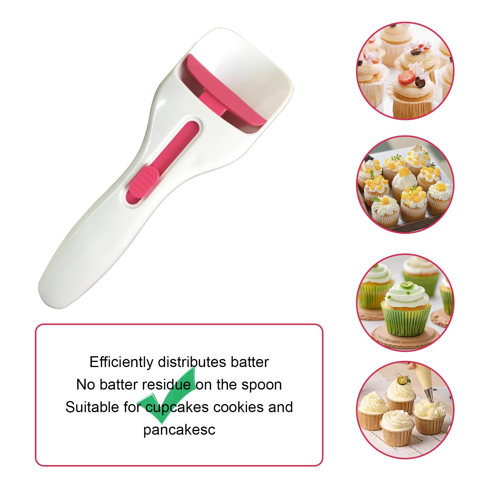 Dispensador de masa para magdalenas, botón deslizante de un solo toque, dispensador de masa fácil de limpiar, herramienta de horneado para cupcakes, magdalenas, panqueques y otros productos horneados