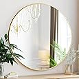 Round Mirror, 18 Inch Gold Bathroom Mirror with Metal Frame, Small Stylish Round Mirrors, Wall Mirror for Bathroom, Entryway, Vanity, Bedroom