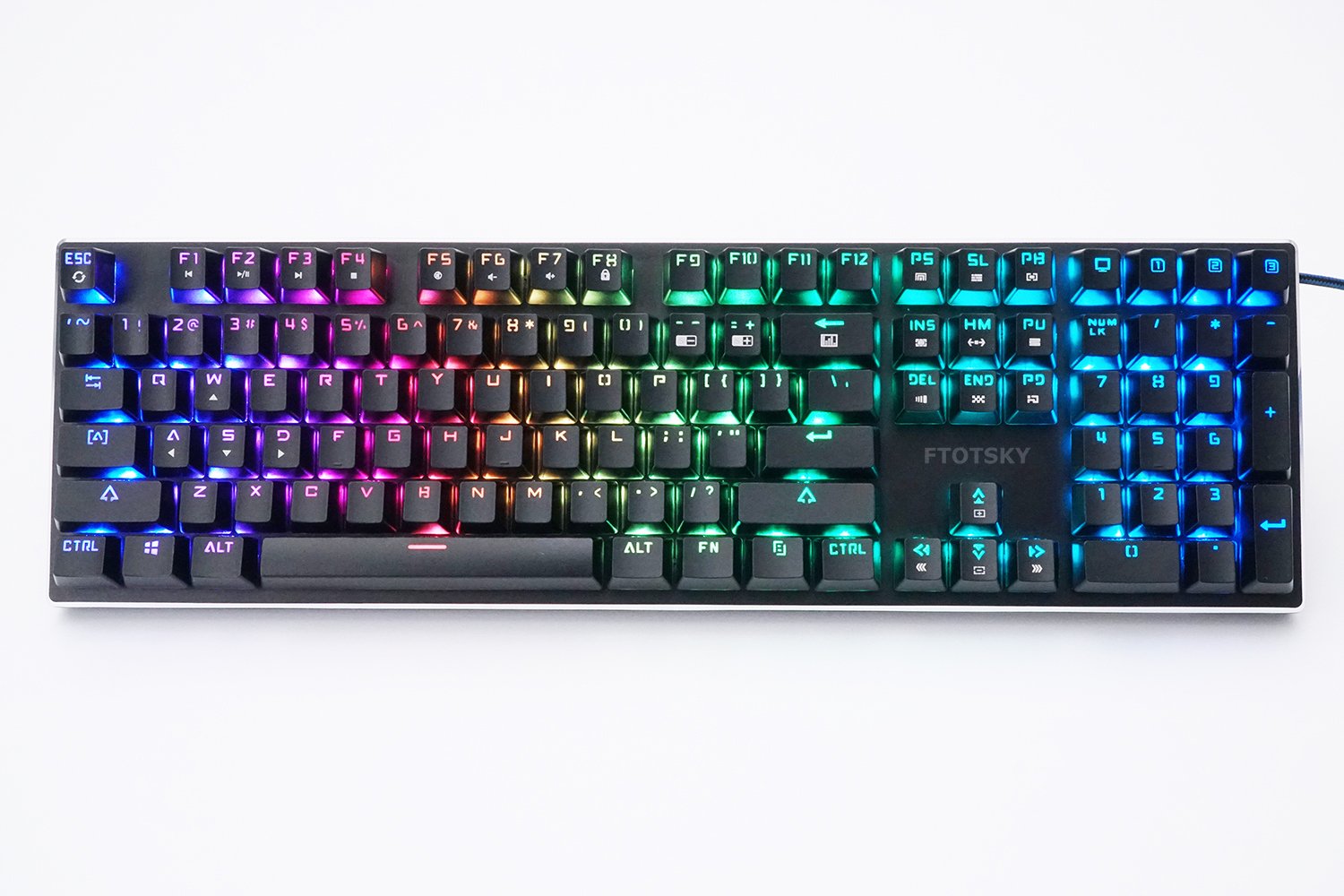 FTOTSKY Mechanical Keyboard RGB Backlit Wired Gaming Keyboard Extra-Thin & Light, Kailh Latest Low Profile Blue Switches, 104 Keys N-Key Rollover