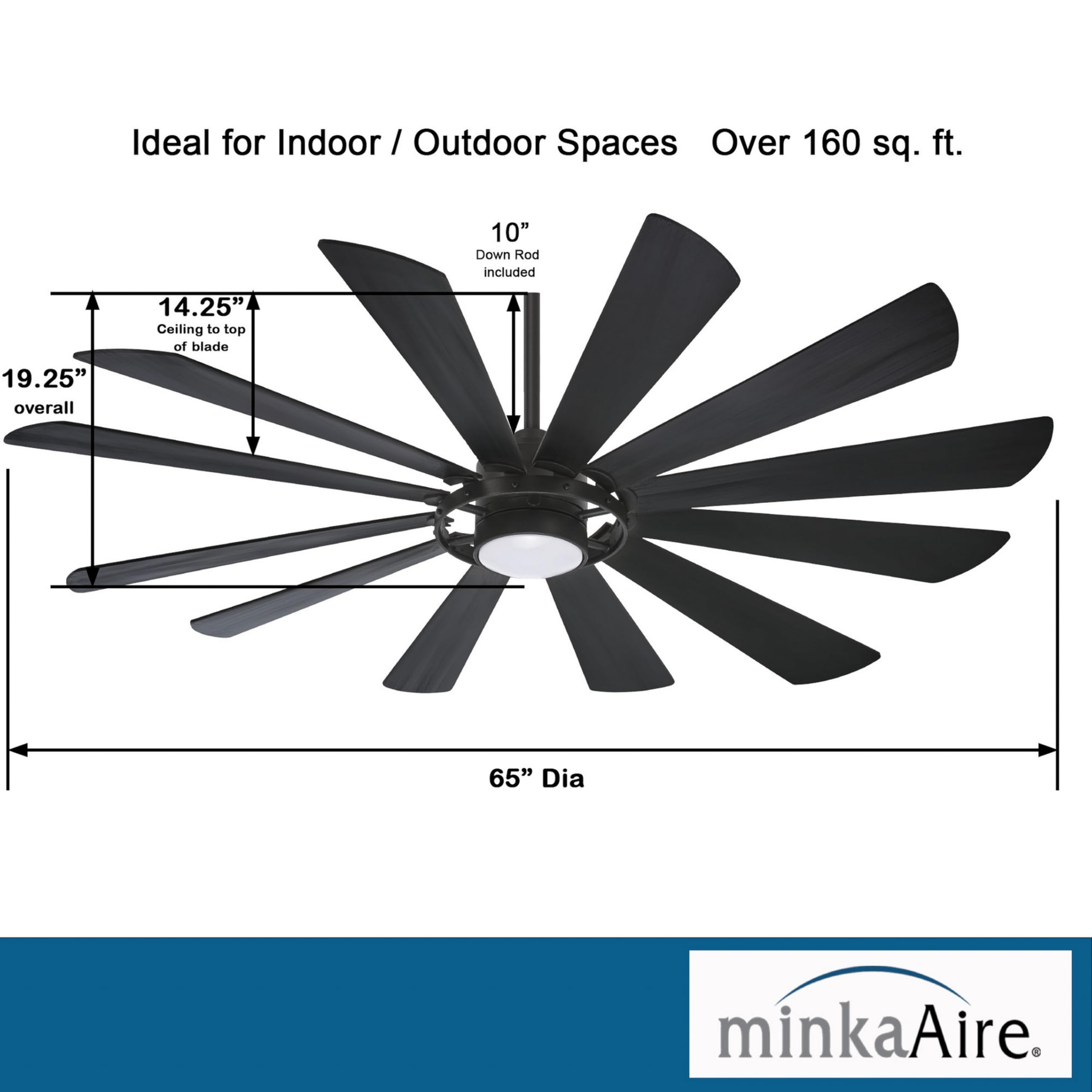 MINKA-AIRE F870L-TCL Windmolen 65 Inch Outdoor Ceiling Fan with