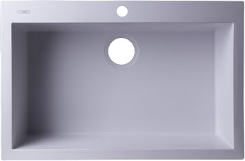 ALFI brand AB3020DI-W Drop-In Single Bowl Granite Composite Kitchen Sink, 30", White