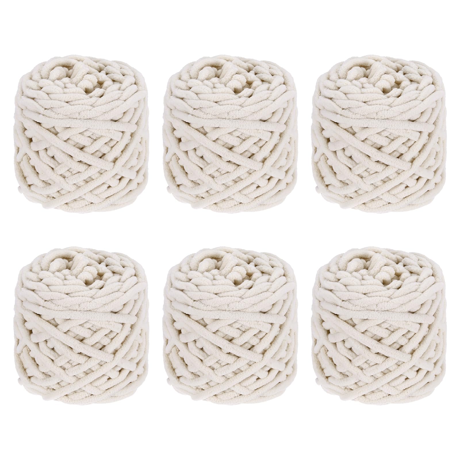 QUARKZMAN 6 Pezze Filato Per Coperta 45 Metri Filato Chenille Beige | Morbido Velluto Peluche Spesso, Per Coperta Morbida Scialpe Sciarpe Lavoro A Maglia A Mano Artigianato