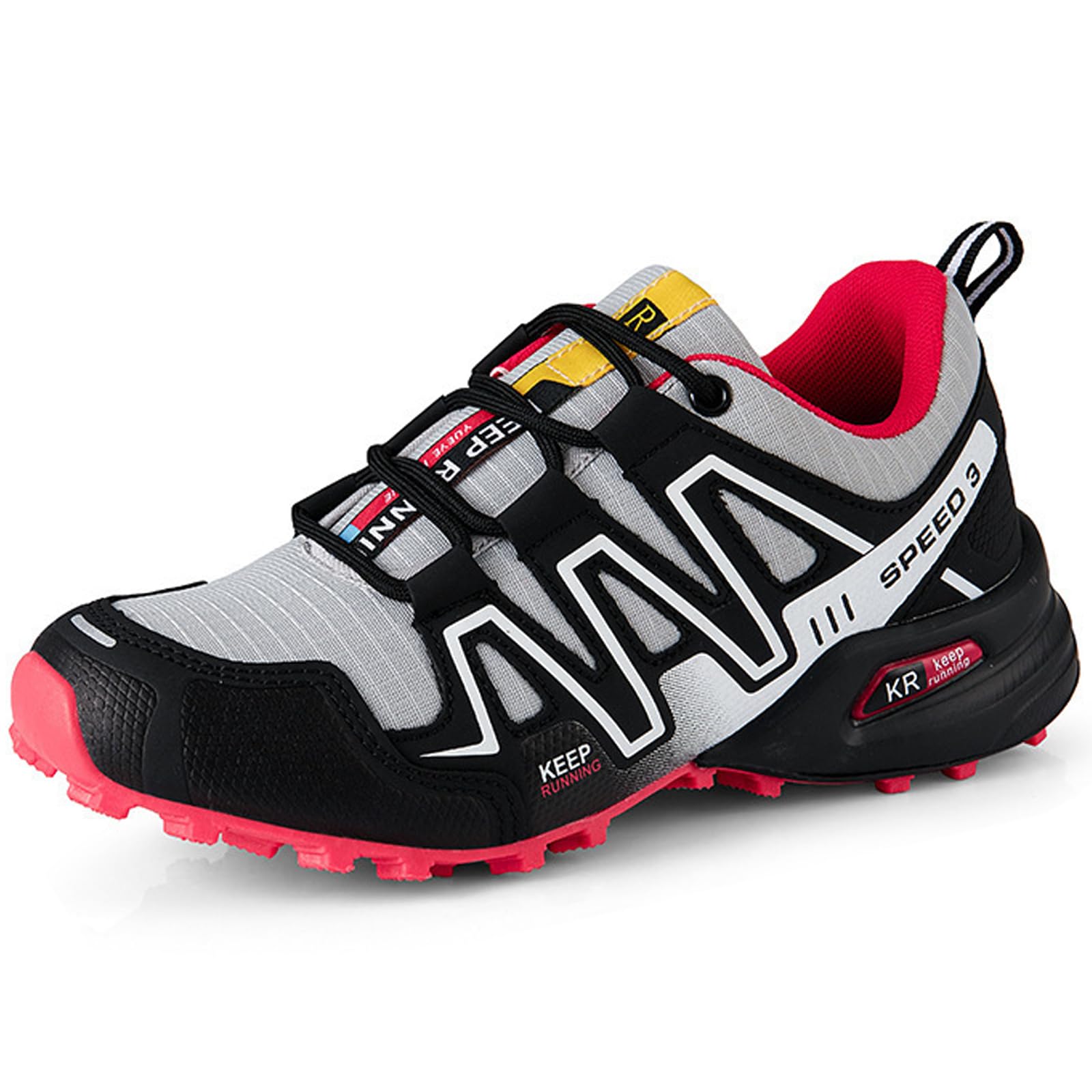 ofohquf Women's Hiking Shoes Water Resistant Hiking Sneakers Trekking Shoes Trail Walking Running Camping Shoes Non-Slip Breathable Comfortable Lightweight Grey