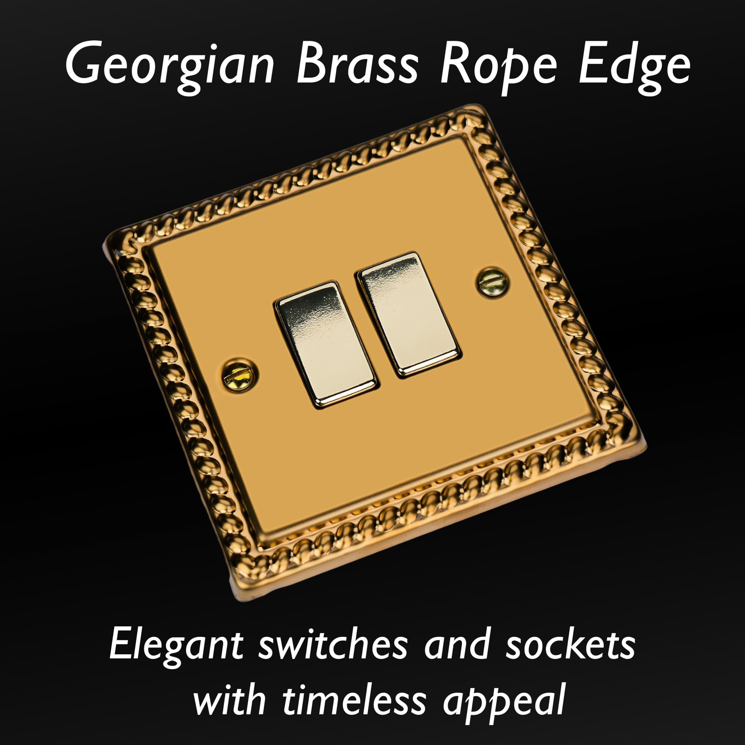 Varilight Double Rocker Light Switch Intermediate - Classic Georgian Brass With Polished Brass Rockers, XG77D - Image 3