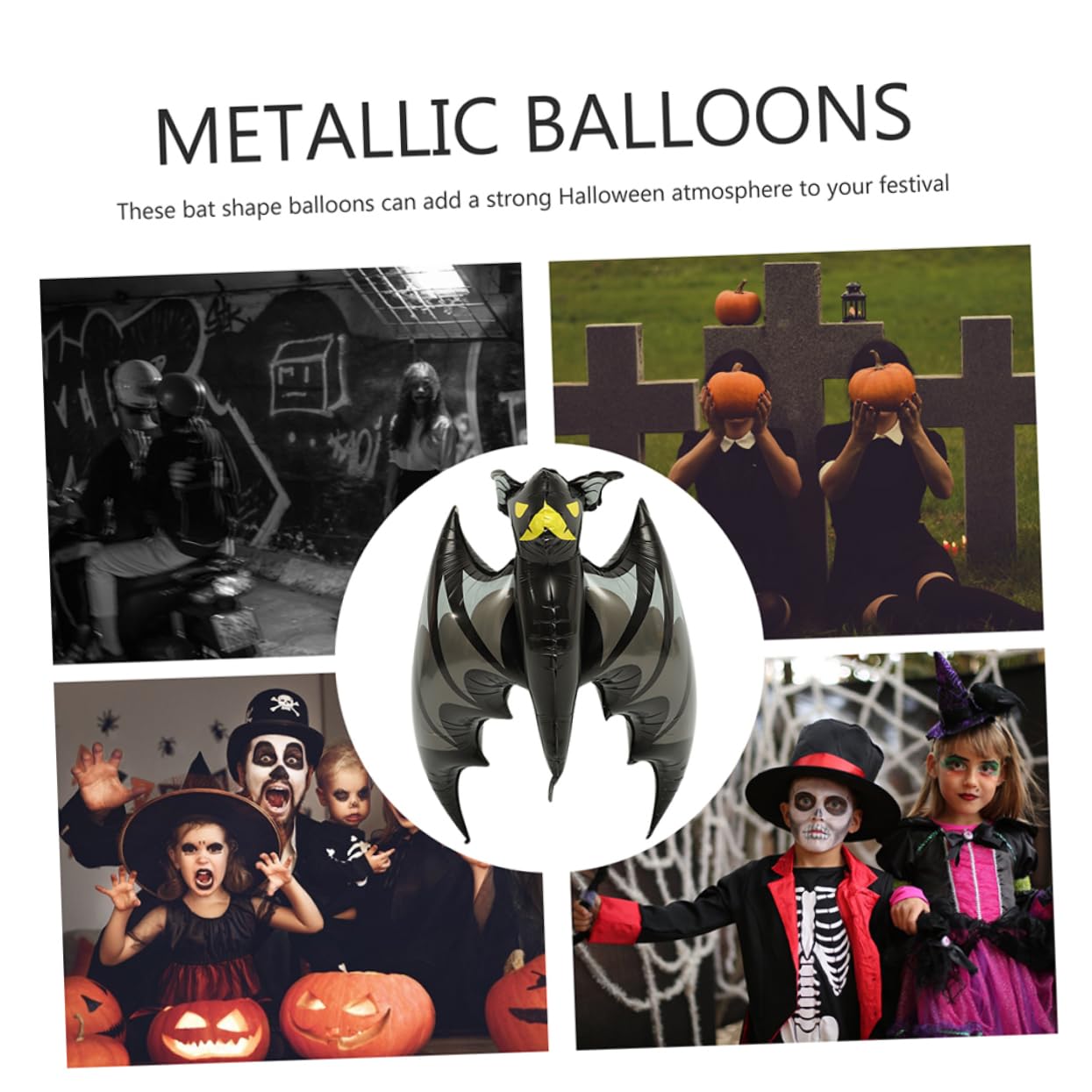 HEMOTON 16 Pièces Halloween Ballons Chauve Souris Gonflables Aluminium Noir et Bleu Foncé Décoration Effrayante pour Fête et