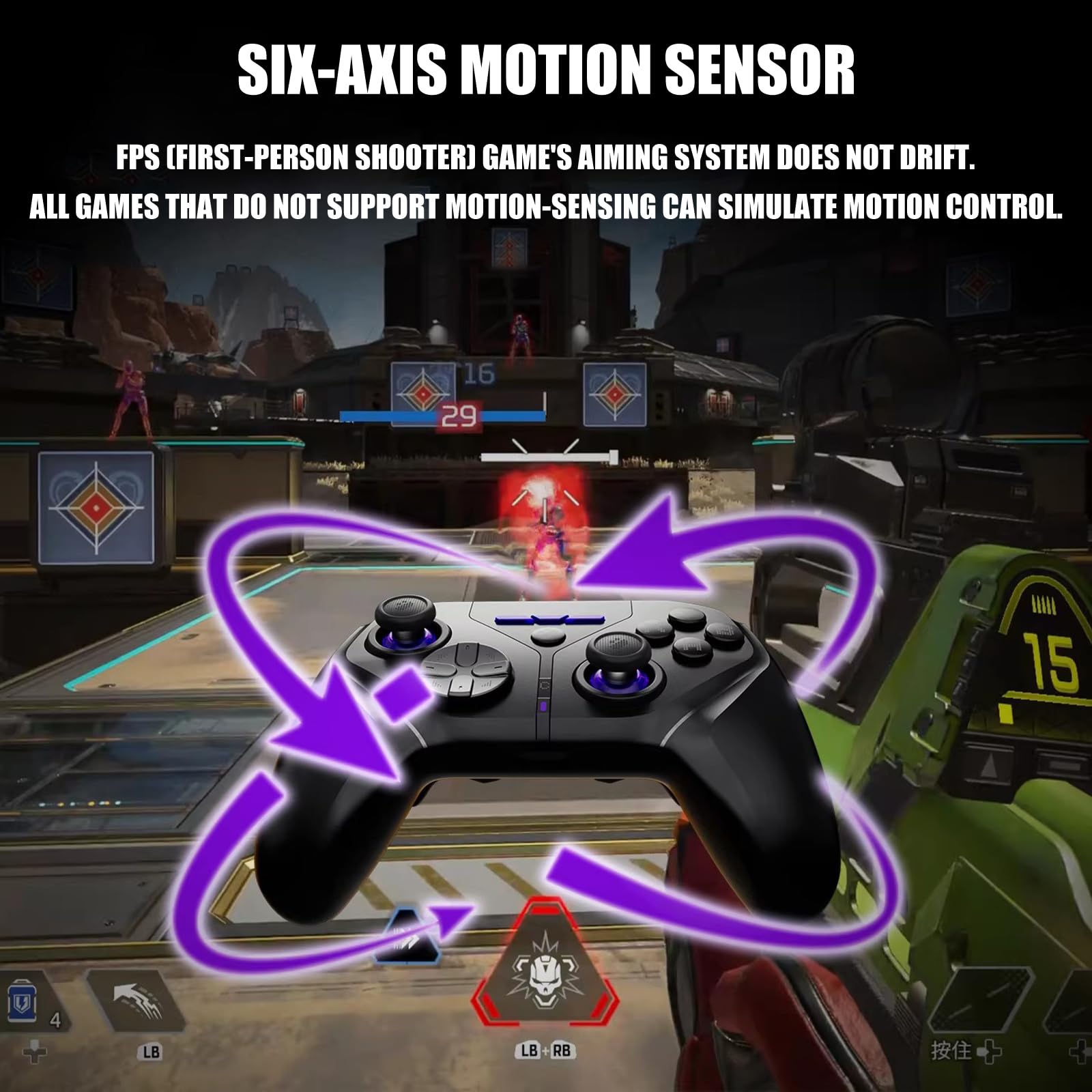Buxuaaaa Gaming Controller mit 4096 Levels Sampling Gamepad und doppeltem Aktivierungsmodus, kabelloses Gamepad ABS für kompetitives Spielen, TMR Magnetpad