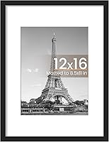 upsimples 12x16 Black Picture Frame - Fits 8.5x11 with Mat or 12x16 Photos, Wall Hanging, Durable Classic Design
