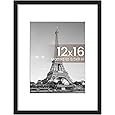 MCS Studio Gallery 16x20 Matted Poster Frame with 12x16 Picture Display, Black Woodgrain Vertical & Horizontal Wall Hanging Large Picture Frame for Photos, Posters & Art Prints (1-Pack)