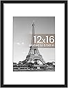 upsimples 12x16 Picture Frame, Display Pictures 8.5x11 with Mat or 12x16 Without Mat, Wall Hanging Photo Frame, Black, 1 Pack