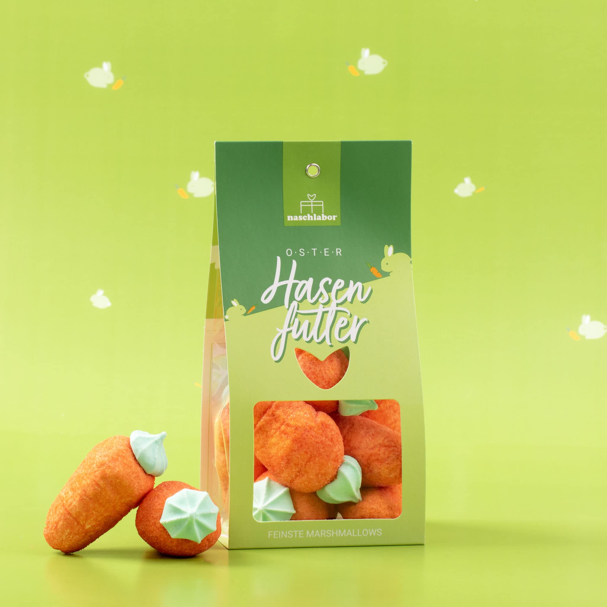 15 Stück Yummy Hasenfutter Marshmallow Tüte | Ostergeschenk für Kinder und Erwachsene | Süßigkeiten in Karotten-Form für das Osternest | Große-Verpackung