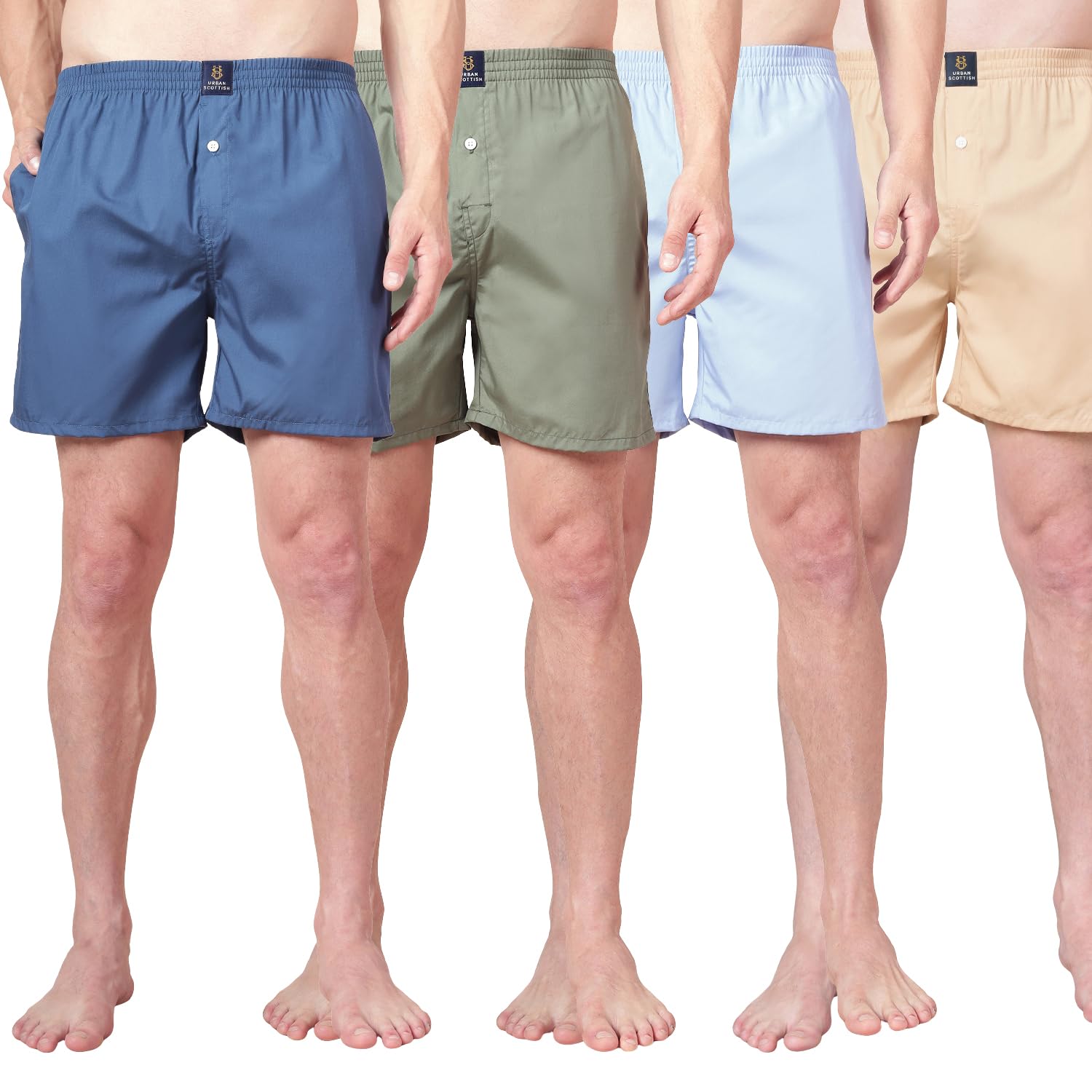 urban scottish Men’s 100% Cotton Solid Boxers Shorts with Side Pockets (Pack of 4)-picture-13