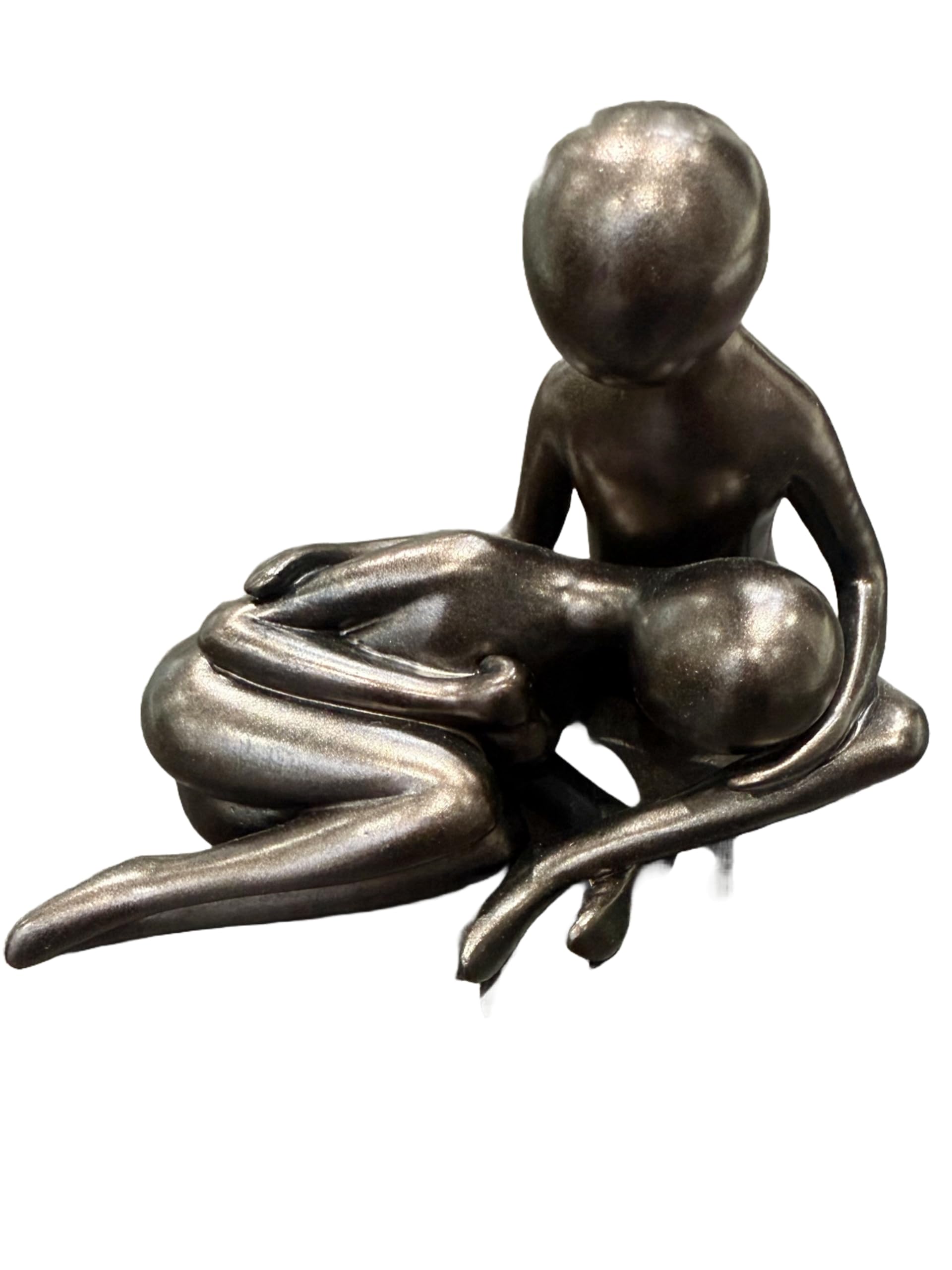 Haute Collage Modern Abstract - A Tender Embrace Sculpture depicting unconditional love comfort care togetherness (Bronze)