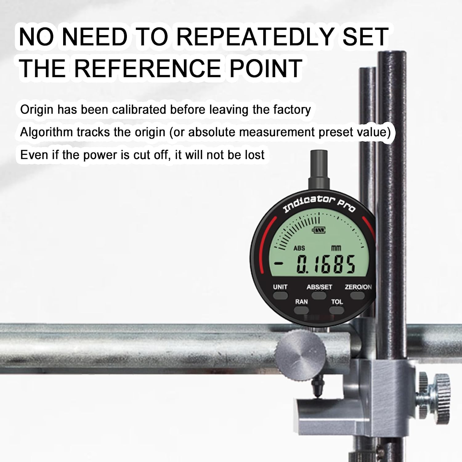 Digital Dial Indicator - Electronic Test Gauge with 0.5um Resolution, 0-12.7mm Range, Type-C Fast Charging, Calibrated Origin for Precision Measurement