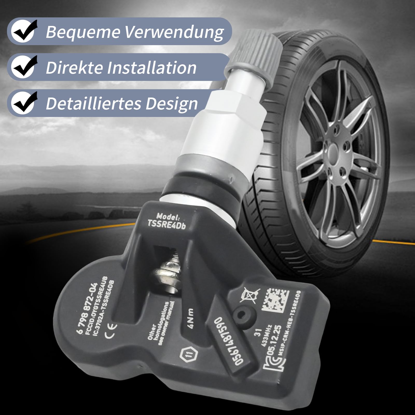 Hoypeyfiy 36106798872 Lot de 4 capteurs de pression des pneus de rechange pour BMW 5 Series F10 2010-2017, remplacement pour BMW 7 Series F01 F02 F03 F04 2008-2015, remplace 6798872