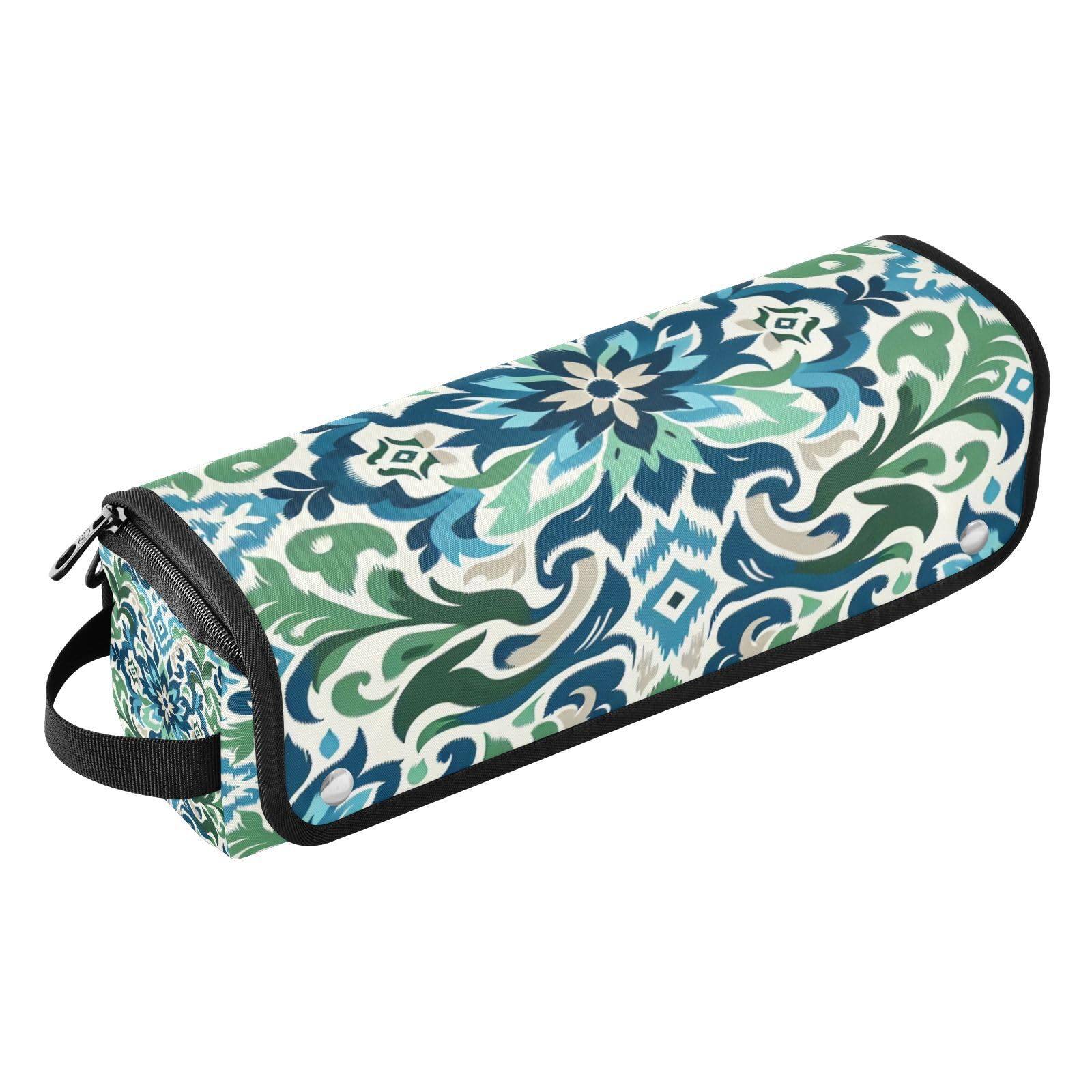 Ikat Pattern Hair Tools Travel Bag Portable Hair Accessory Organizer with Heat Resistant Mat 2 in 1 Curling