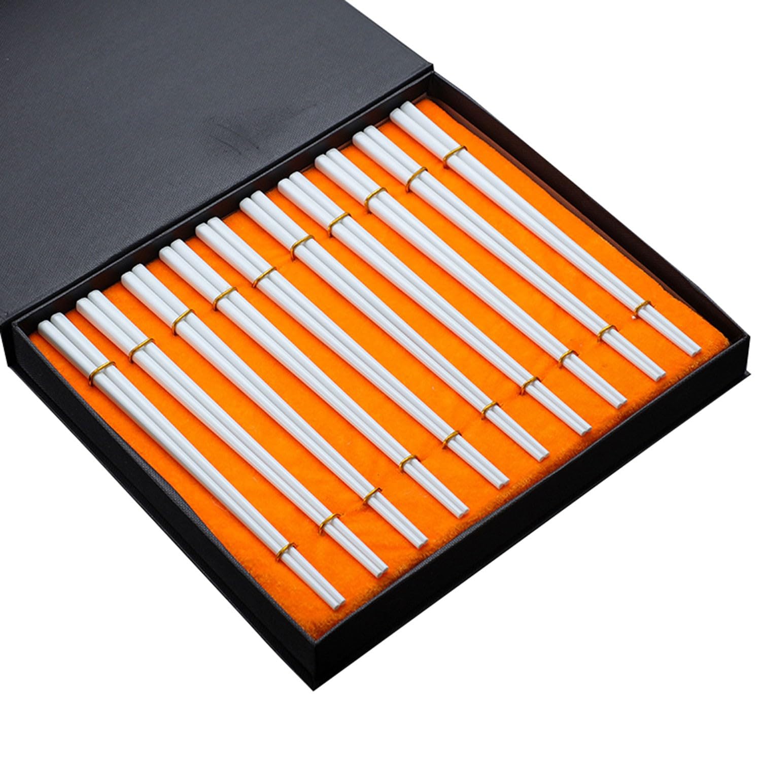 Baguettes pour débutants en métal, 25 cm, antidérapantes, en Porcelaine Anglaise, pour Usage Domestique, 10 Paires de Baguettes en céramique, Coffret Cadeau