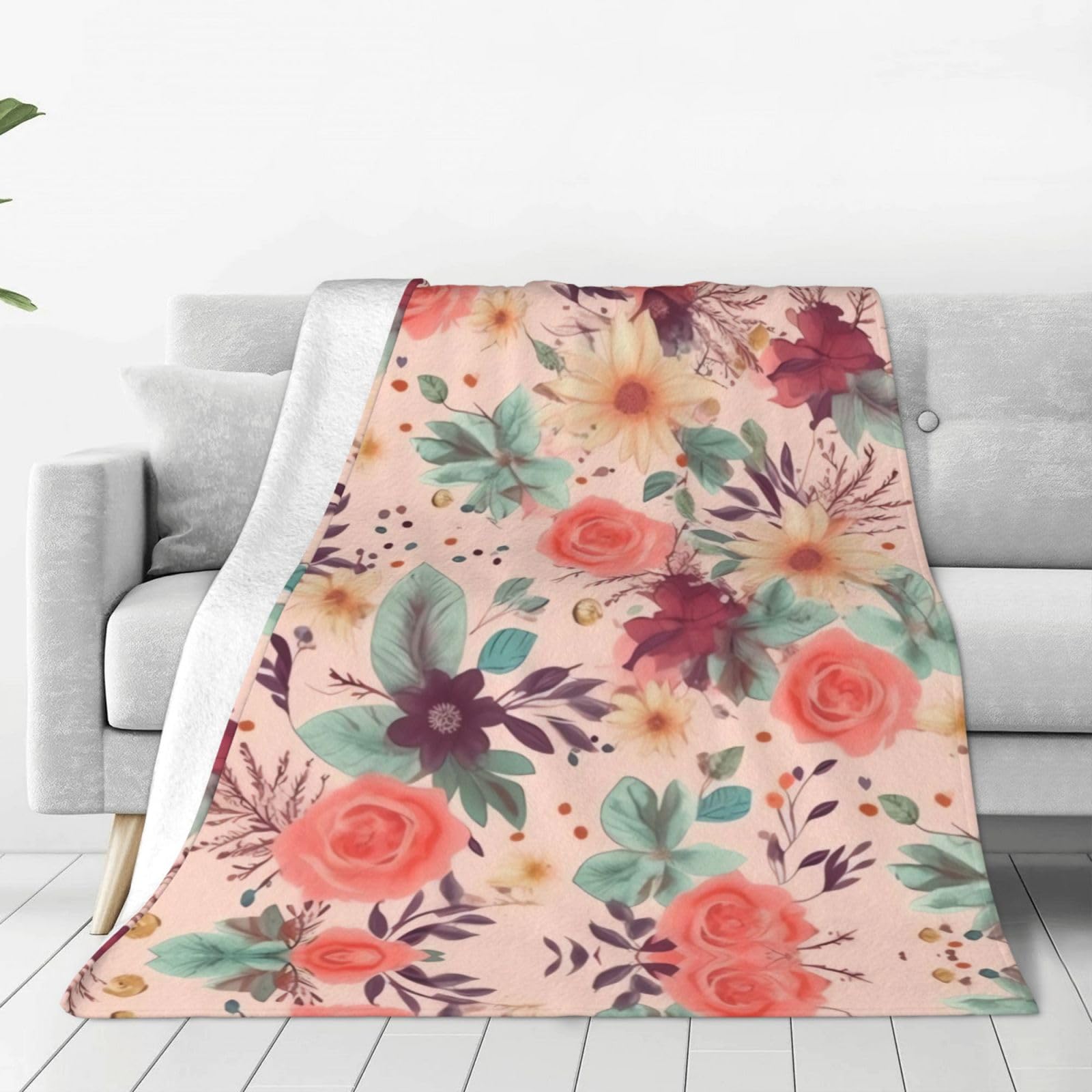 Couverture en micro polaire à motif floral, l'idée cadeau cocooning idéale