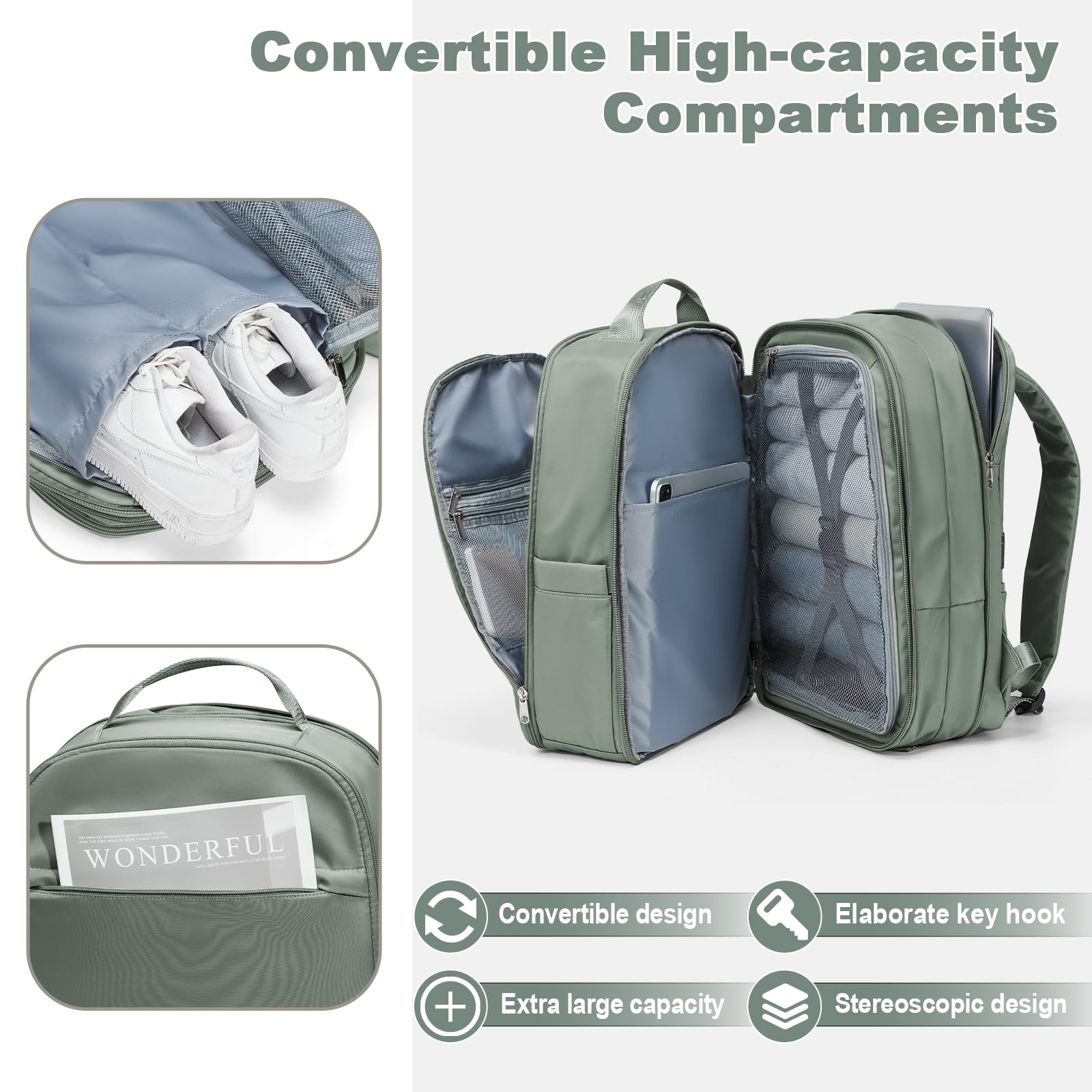 SZLX Borse da Viaggio 45x36x20 Zaino Easyjet Donna Zaino Ryanair 40x20x25 Bagaglio a Mano Zaino impermeabile uomo trekking, Borsa da Viaggio Cabina aereo Zaino per Laptop con Porta di ricarica USB