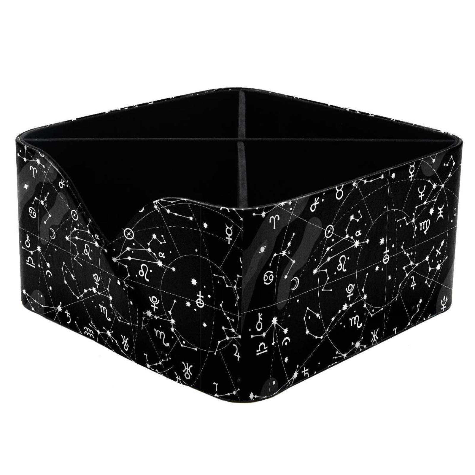 KengjuTesu XII Constellations of Zodiac Planets Desktop Organizer Pen Holder, Rectangular Pencil Cup for Office, Study and Makeup Stations