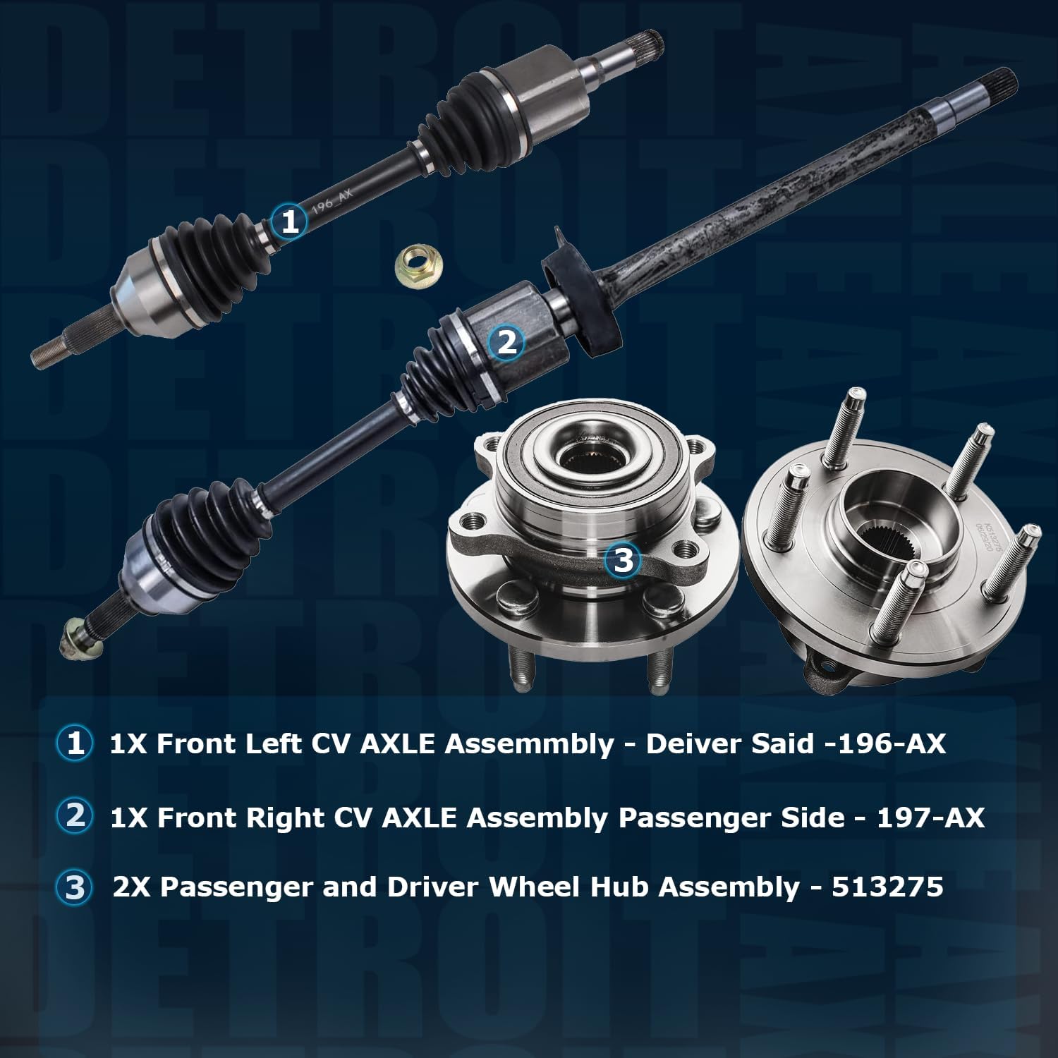 Detroit Axle - Front CV Axles Wheel Bearing & Hubs Replacement for 2009-2014 Ford Flex 2013 2014 Taurus 2009-2014 Lincoln MKS 2010-2013 MKT (FWD Exc. Turbocharged) - 4pc Set