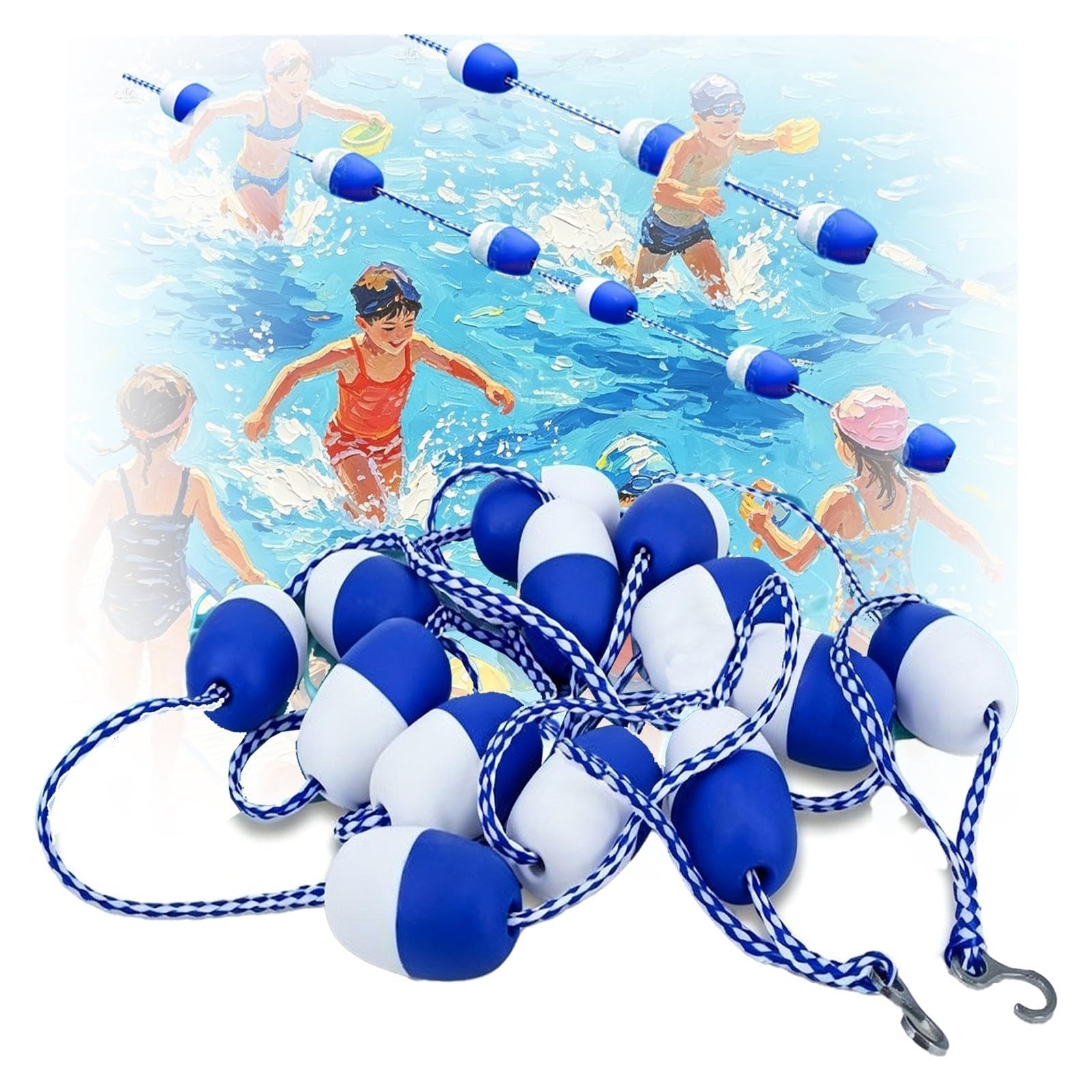 Cuerda For Piscinas Comerciales, Kit De Cuerda Y Flotador Piscinas,Paisajísticas/Parques Acuáticos,Entrenamiento,Flotadores(93Ft)