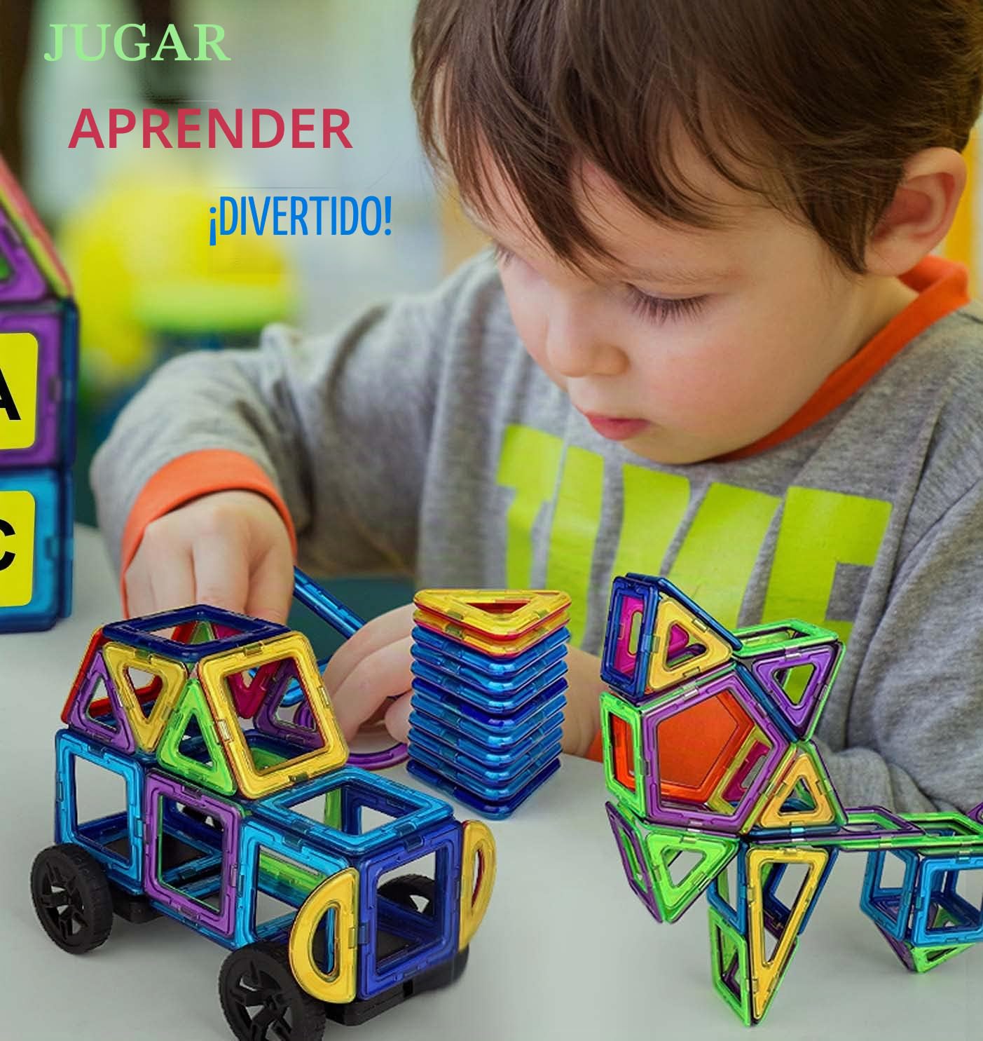CONDIS 160 Piezas Bloques de Construcción Magnéticos Kit de Inicio, Juegos de Viaje Construcciones Magneticas Imanes Regalos Cumpleaños Juguetes Educativos para Niños Mayores de 3 años