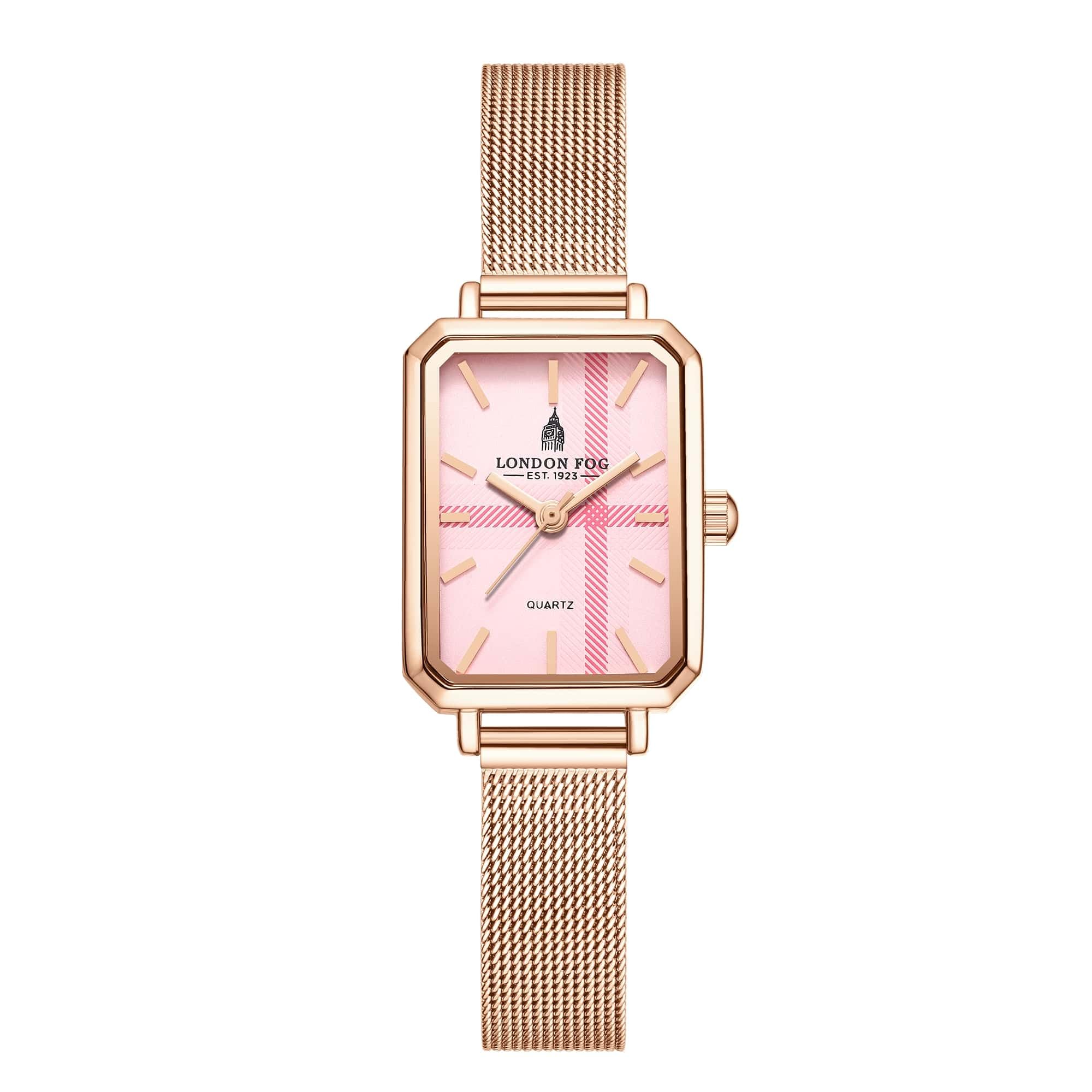Victoria Collection Quartz Watch for Women with Rectangular Textured Dial, Minimalist Hour Markers and Mesh Metal Strap-image-36