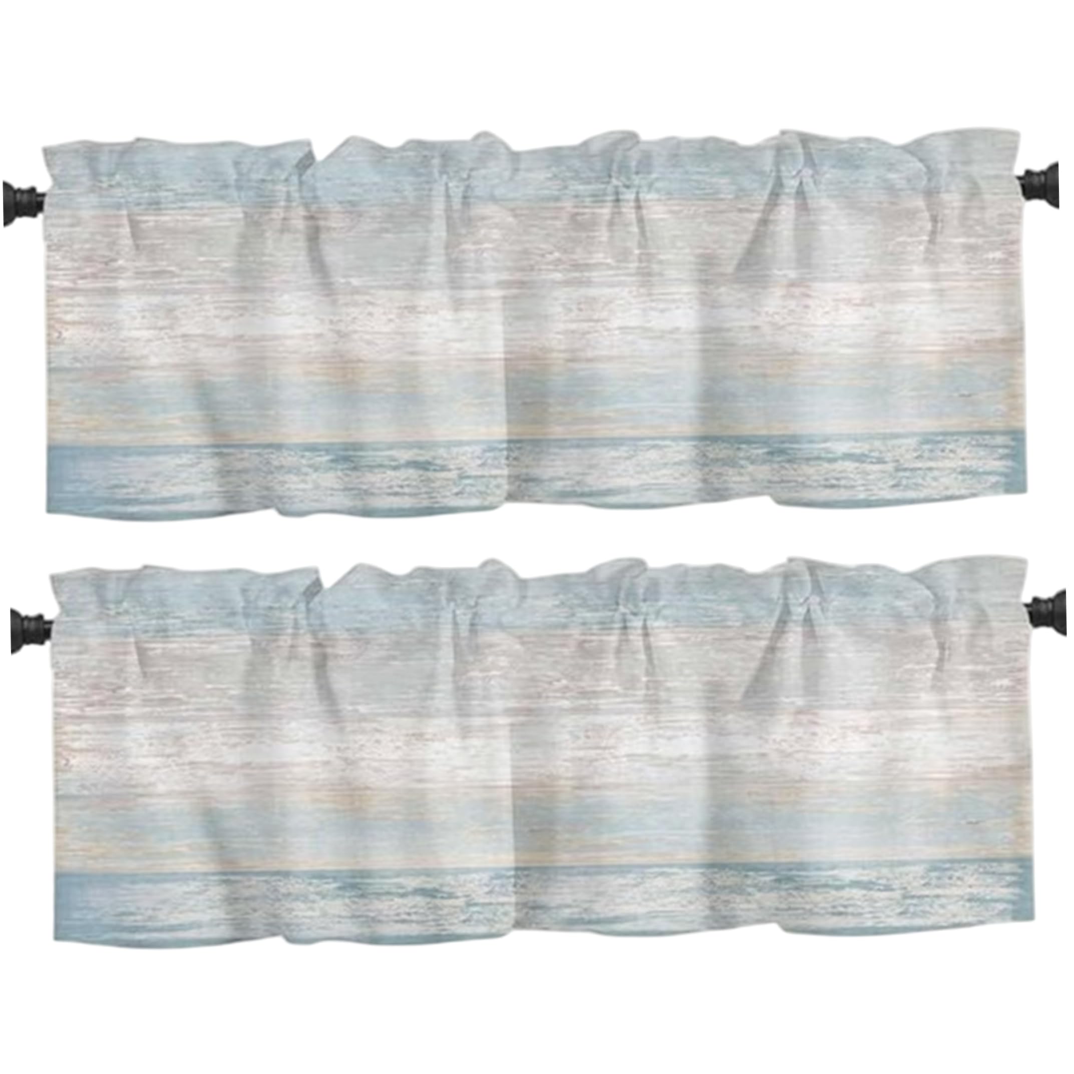 Tsawntd Curtain Valance, 2 Pack 52x18 Inch Coastal Gradient Window Valances, Polyester Dust-resistant Kitchen Valance Window Kitchen Curtains
