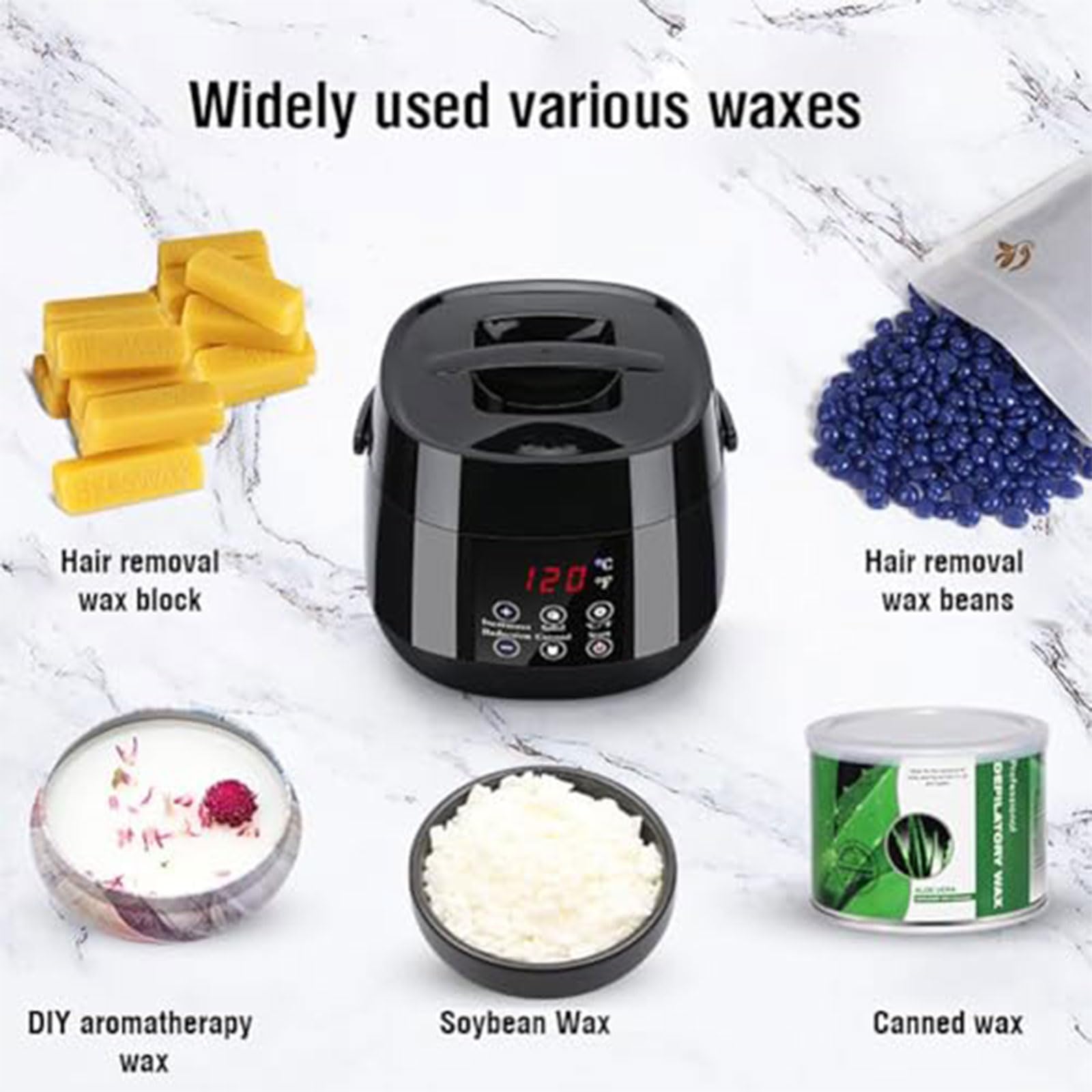 Electric Candle Wax Melting Pot, Zestaw DIY do Robienia Świec z Wyświetlaczem LED Temperatury & Funkcją Pamięci, Regulacja Temperatury 35–120℃, Mały Topielnik do Wosku Parafinowego i Kokosowego