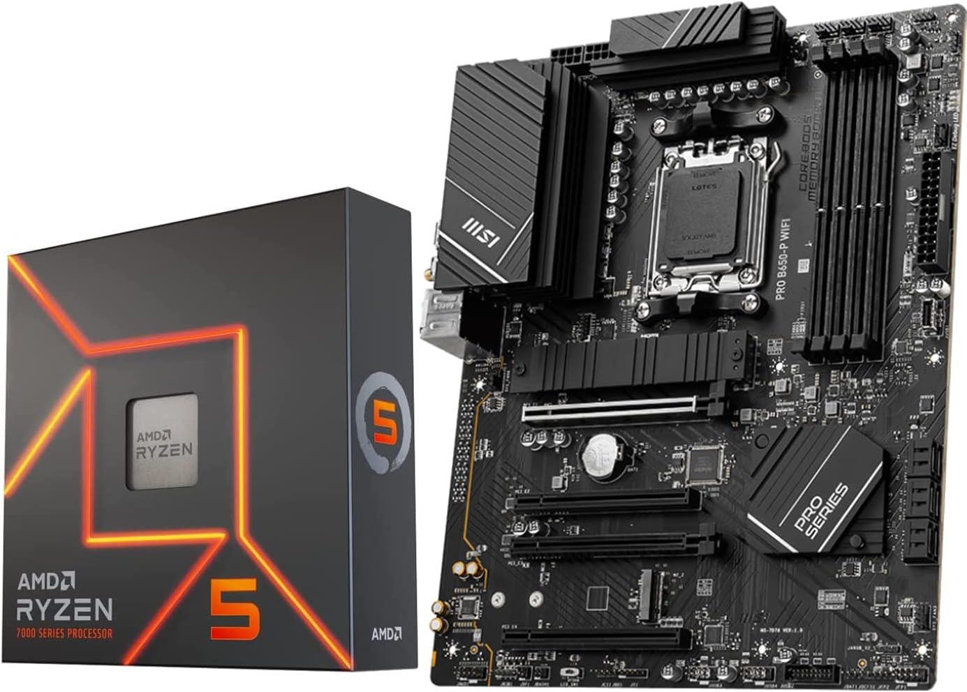 INLAND MSI PRO B650-P WiFi Motherboard Bundle with AMD Ryzen 5 7600X 6-Core Desktop Processor (AMD AM5, ATX, DDR5, PCIe 4.0)