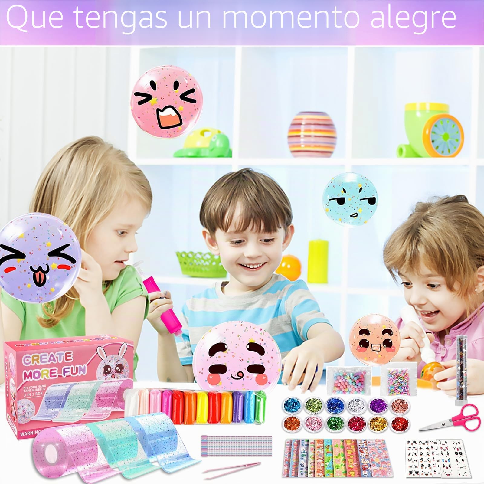 Nano Tape Bubble Kit para niños – 67 piezas DIY Squishy Juguetes Super Elásticos para Aliviar el Estrés y Diversión Fidget Toys y Party Favors