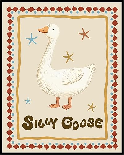 Miniatura 1 de CYLDGNS Impresión de ganso tonto, arte de pared moderno, decoración de apartamento, arte de guardería, decoración de núcleo de cabaña, arte de pared