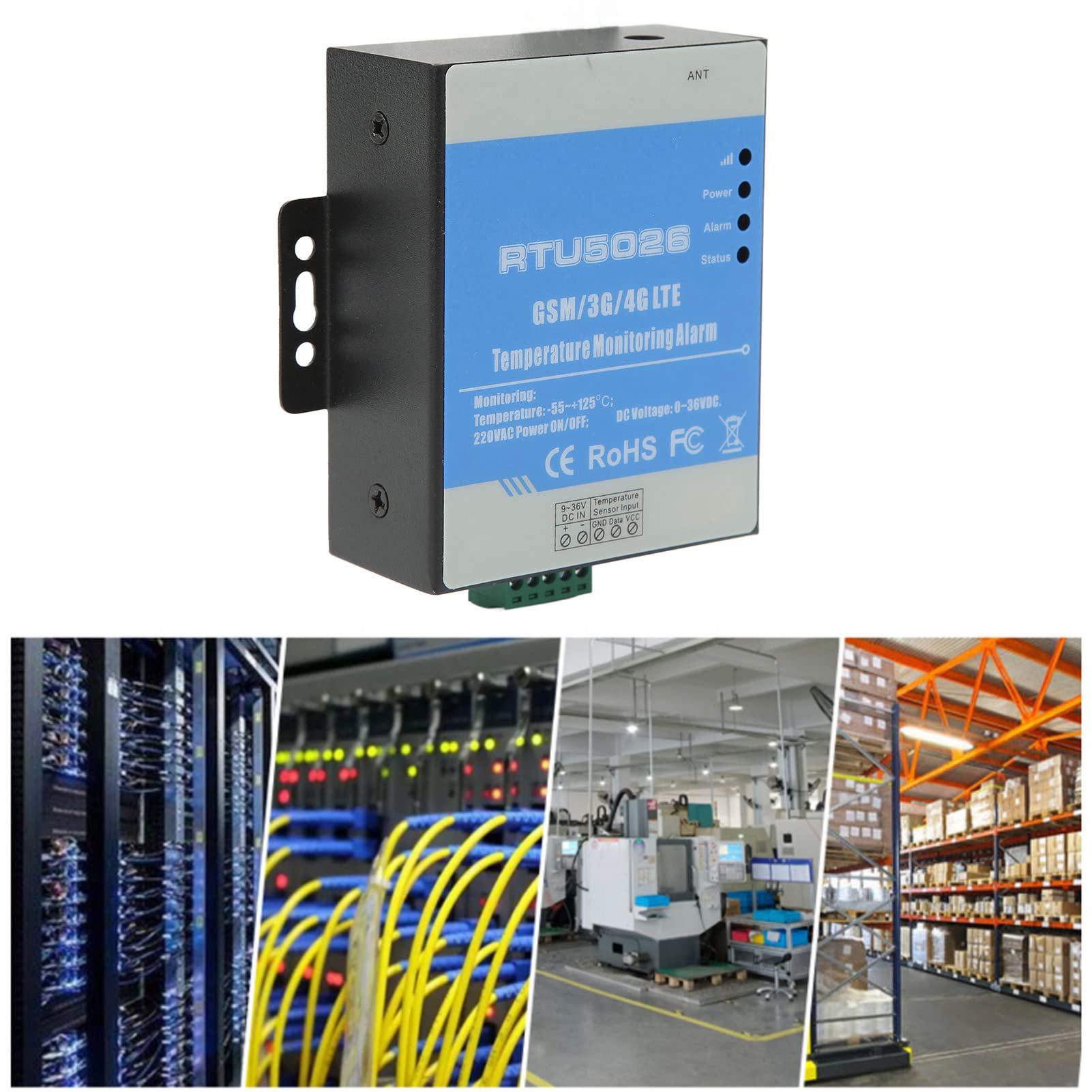 GSM-Temperaturüberwachungs-Alarm-Controller, GSM 3G 4G Feuchtigkeits-Temperatur-Alarm Umgebungsüberwachung Stromausfall-Alarm AC100-240V