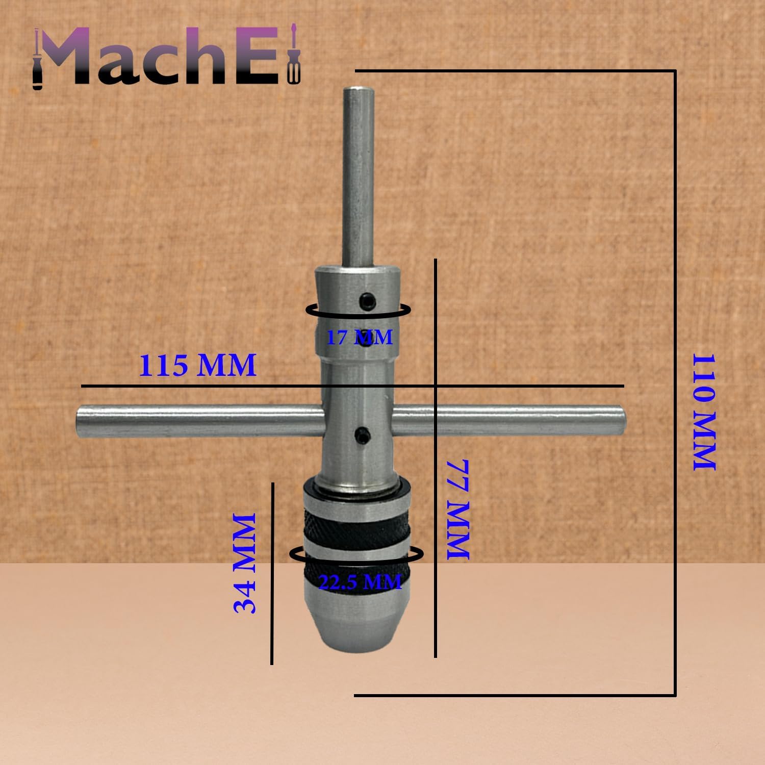 MachEl New Pilot Tap Wrench Spindle 3/32"-1/4" & 1/4"-1/2" for Tap, Thread, Drill Press, Lathe (Set of 2 Pieces)