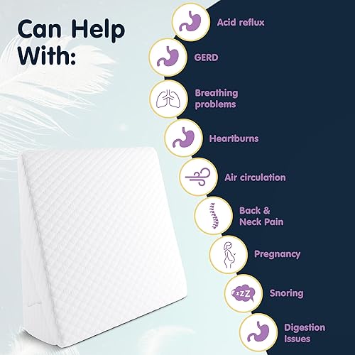 Miniatura 7 de Almohada de cuña para apnea del sueño, almohada de cuña de cama de altura ajustable de 7.5 pulgadas para cabecera, alivio de reflujo ácido,