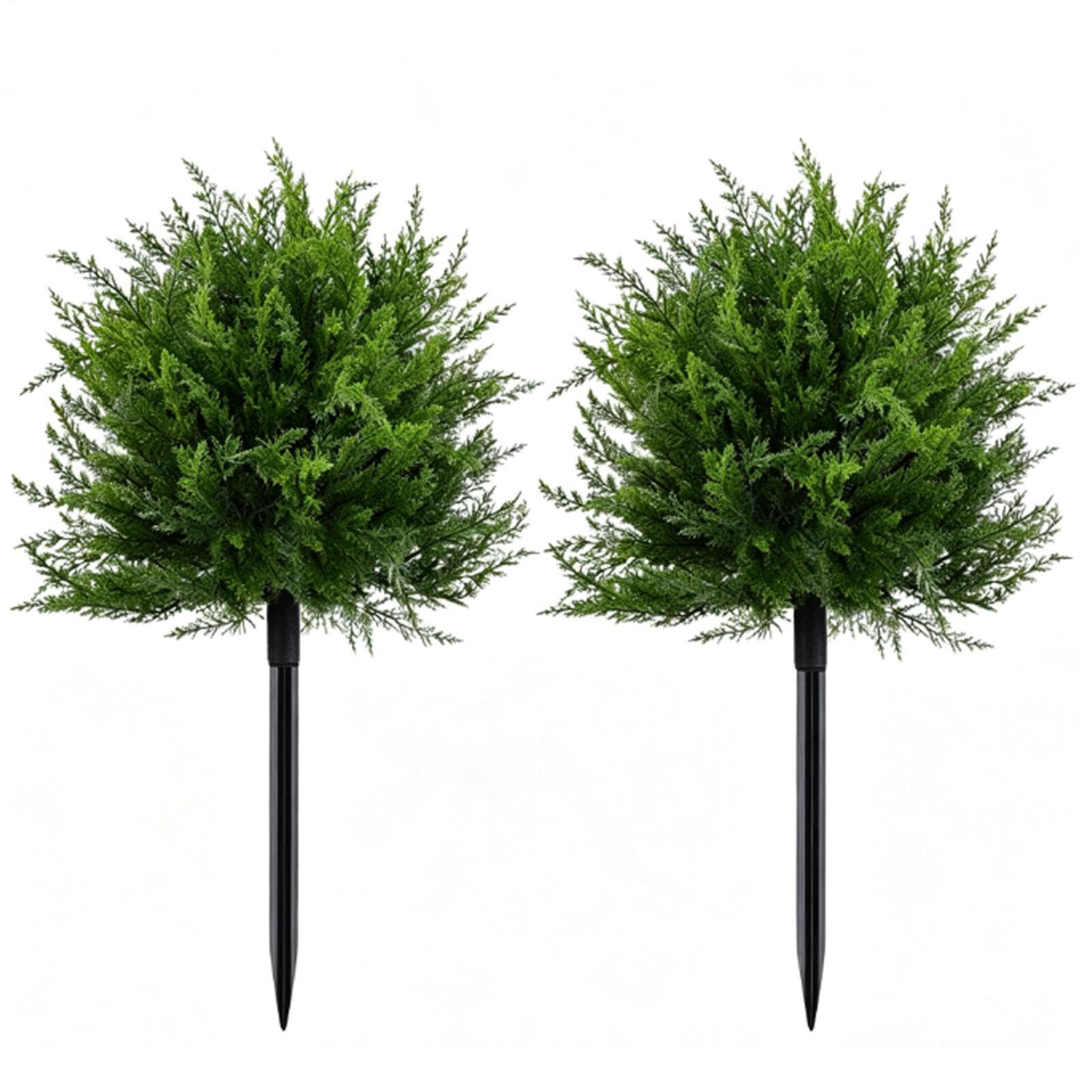 Artificial Cedar Topiary Ball Tree with Ground Spike, 2pcs