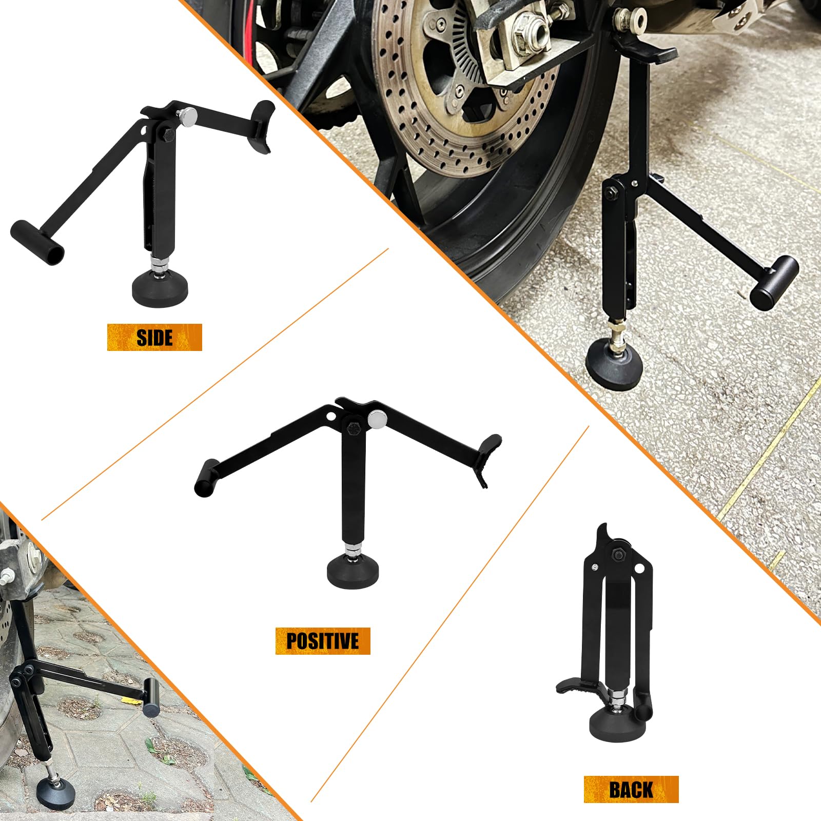 Support de levage de roue avant arrière de moto réglable en hauteur pour la plupart des roues de moto