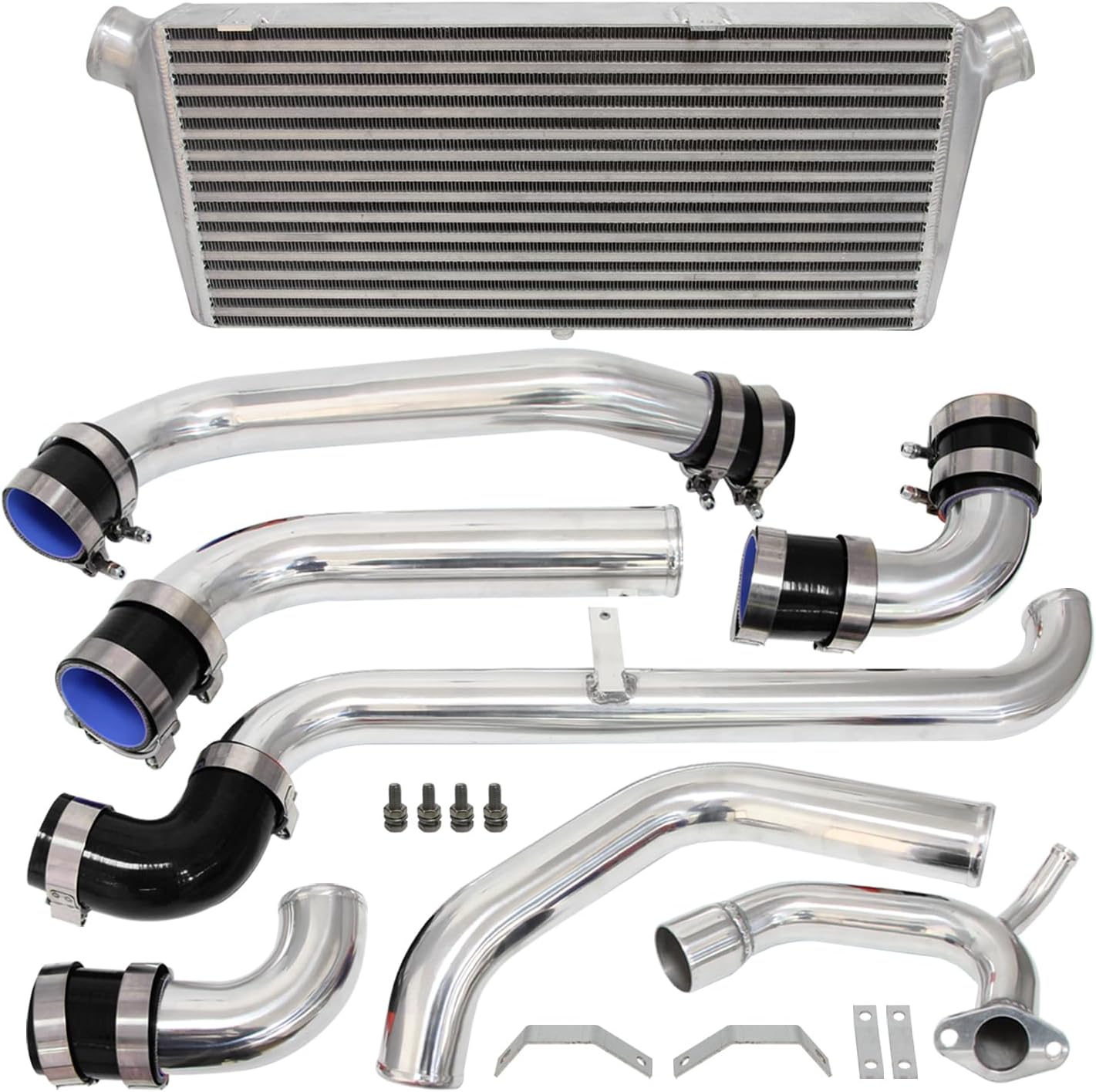 Front Mount Bar&Plate Intercooler Kit for Toyota 4E-FTE Starlet GT 1.3L Engine Turbo EP82 1990-1995 Models Glanza V EP91 1996-1999 Models Sliver-Black