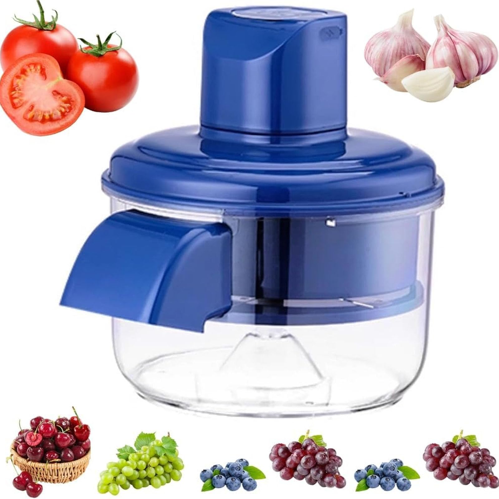 Éplucheur électrique transparent pour fruits, légumes et ail，Bleu
