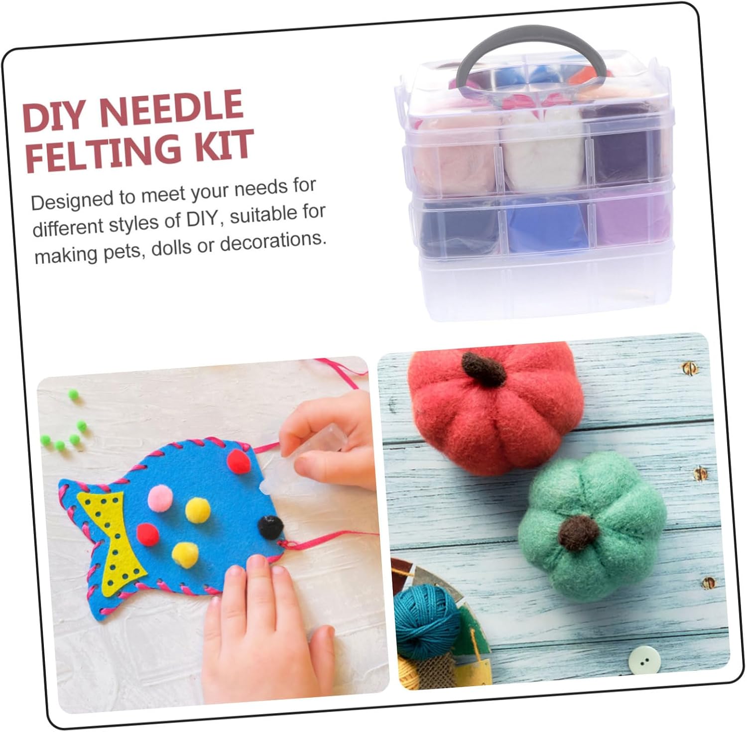 Veemoon DIY Needle Felting Kit with Colors and Punch Tools Complete Felting Supplies for Adults for Creative Crafts Embroidery and Family Fun Activities