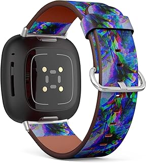 CJBROES Replacement Leather Watch Band, Compatible with Fitbit Versa 3 and Fitbit Sense of Wristband Bracelet Accessory - Art Vintage Blur Watercolor Floral